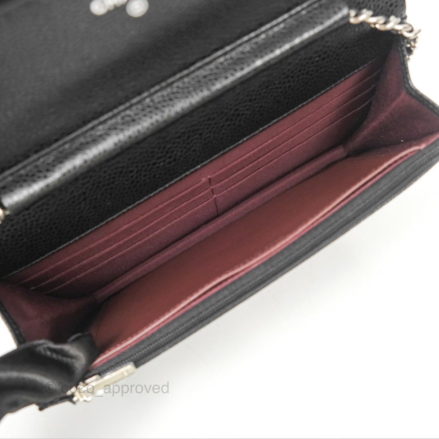 Chanel Quilted Classic Wallet On Chain WOC Black Caviar Silver Hardware