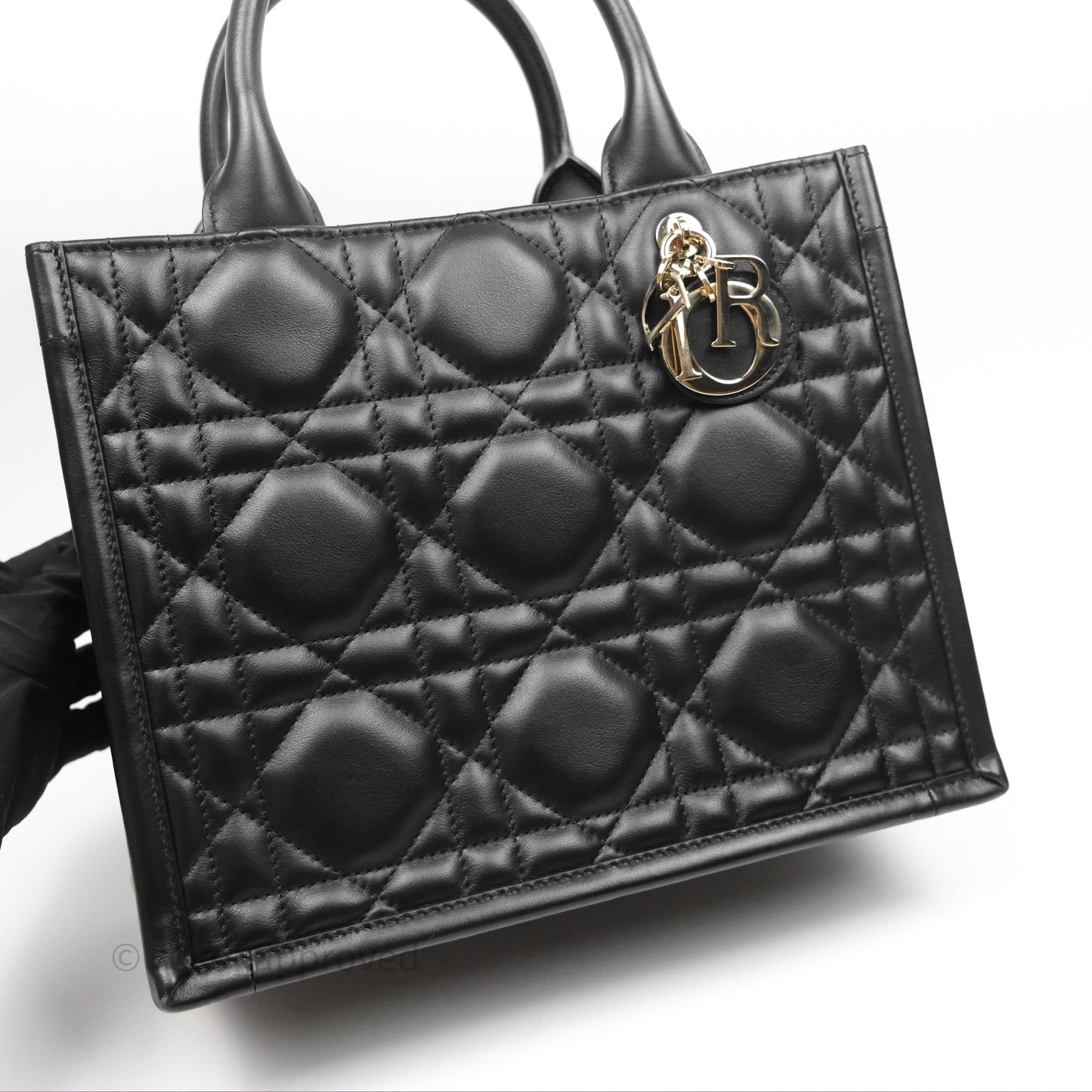 Christian Dior Small Dior Book Tote Black Macrocannage Calfskin Gold Hardware