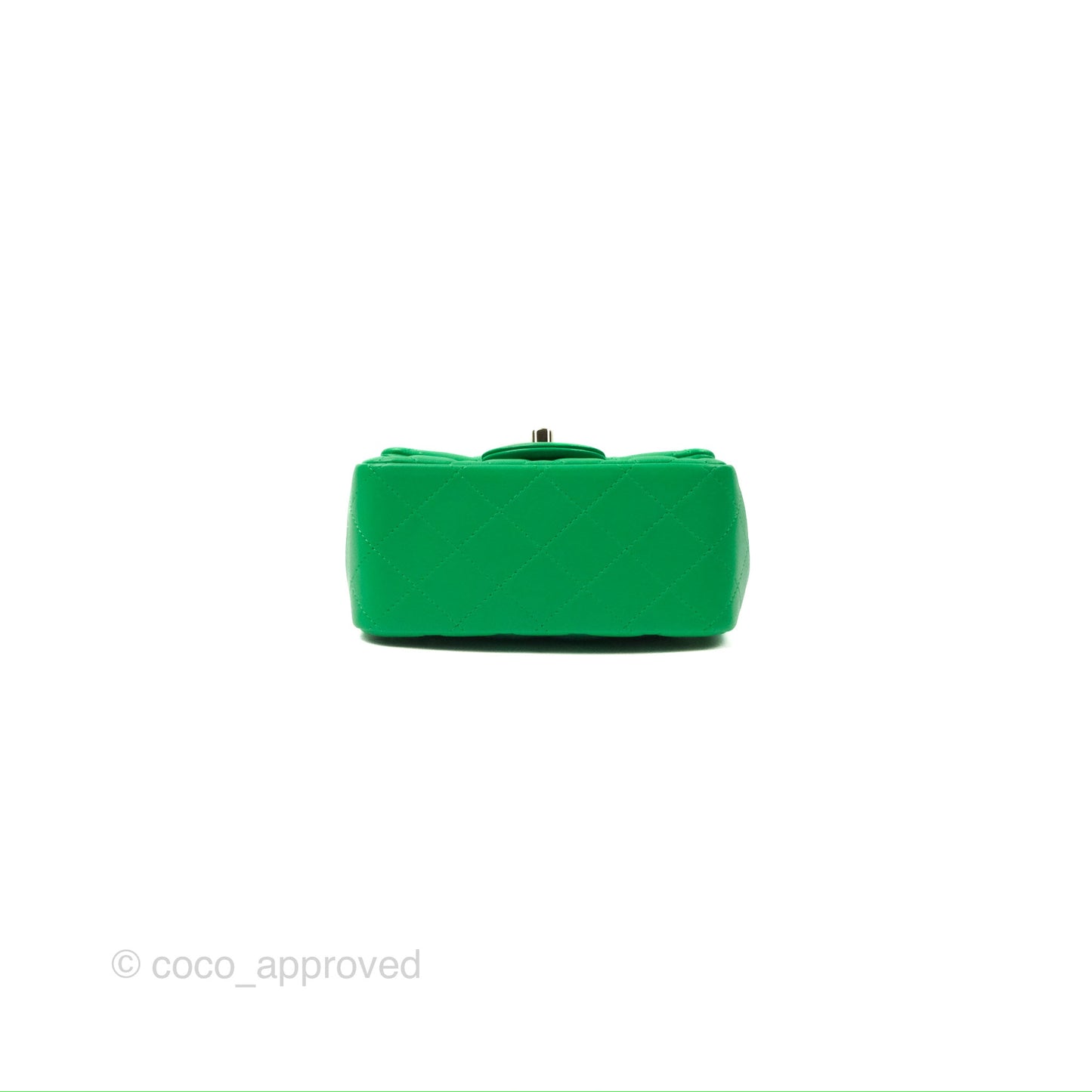 Chanel Quilted Mini Square Green Lambskin Gold Hardware