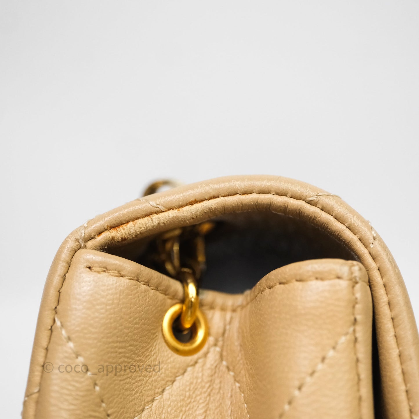 Chanel Vintage Mini Flap Bag Beige Lambskin Gold Hardware