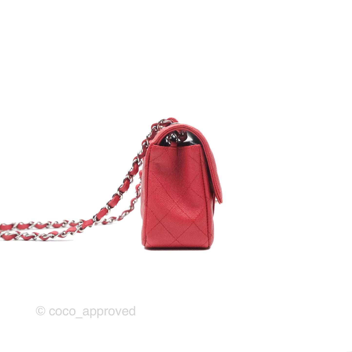 Chanel Quilted Mini Rectangular Red Caviar Silver Hardware