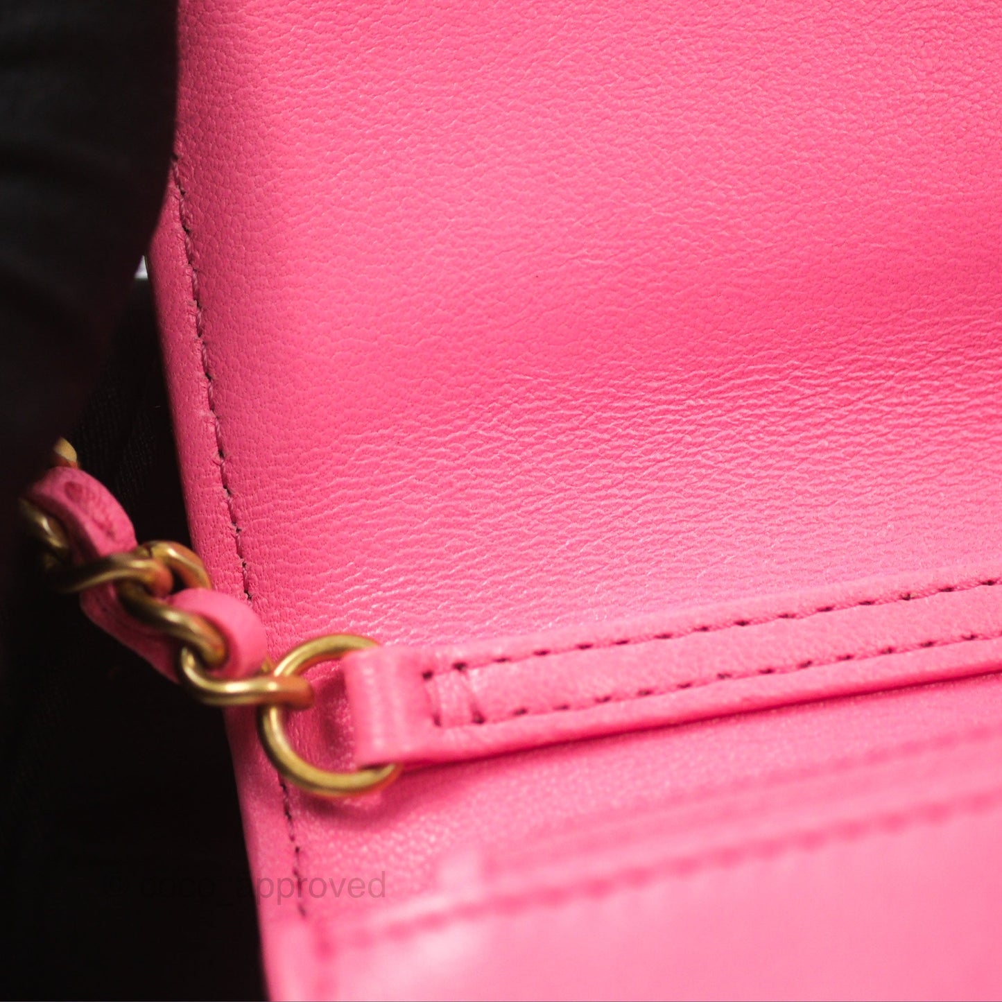 Chanel Quilted Pearl Crush Wallet on Chain WOC Pink Lambskin Aged Gold Hardware