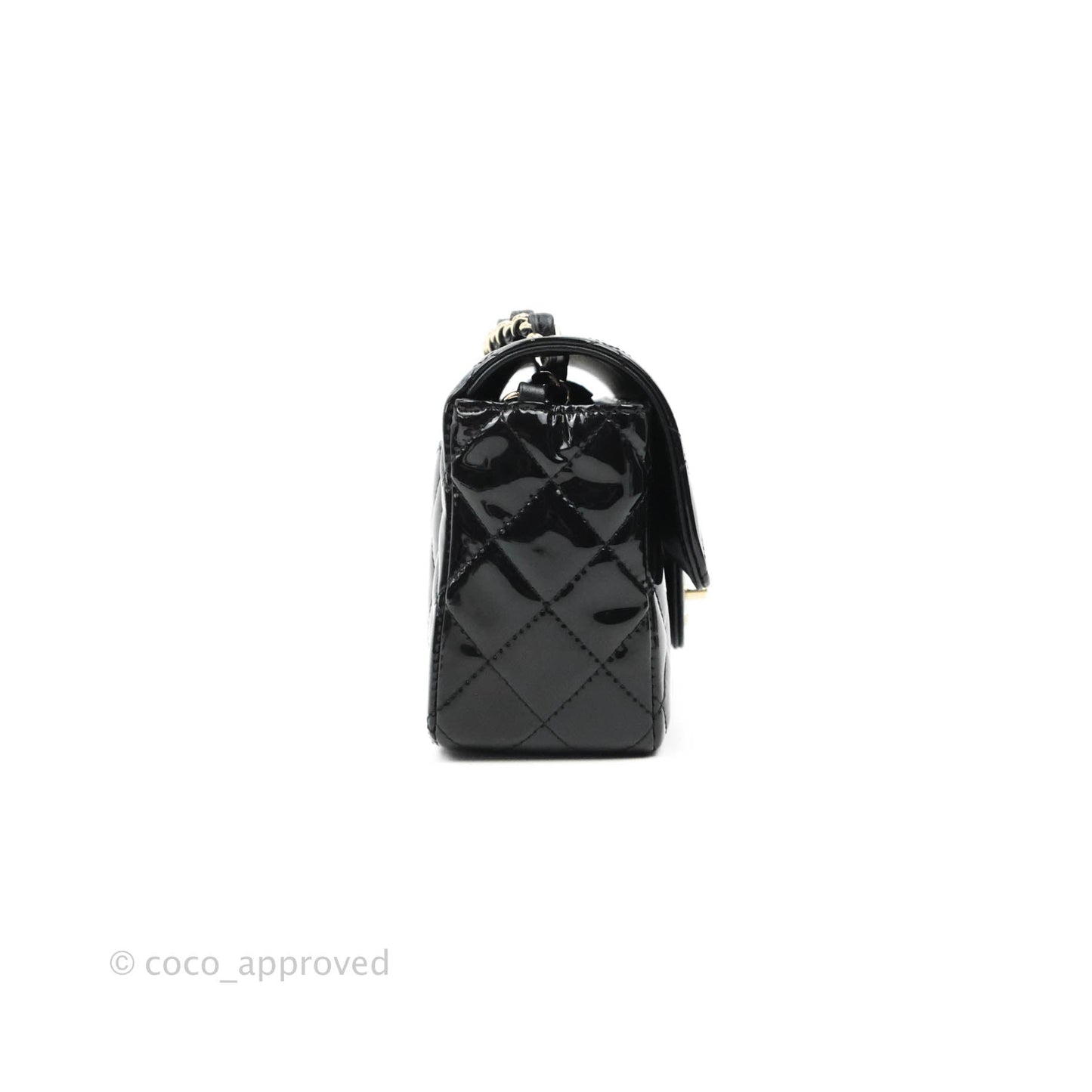 Chanel Quilted Mini Rectangular Black Patent Gold Hardware
