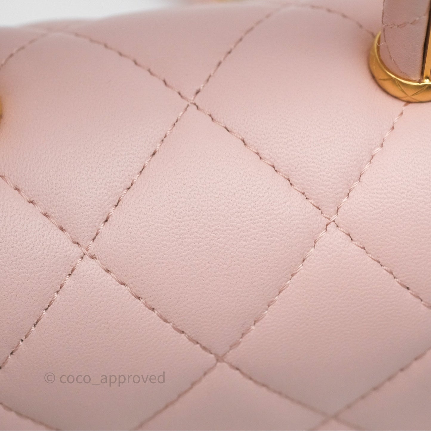 Chanel Top Handle Flap Bag Pink Lambskin Aged Gold Hardware 23S