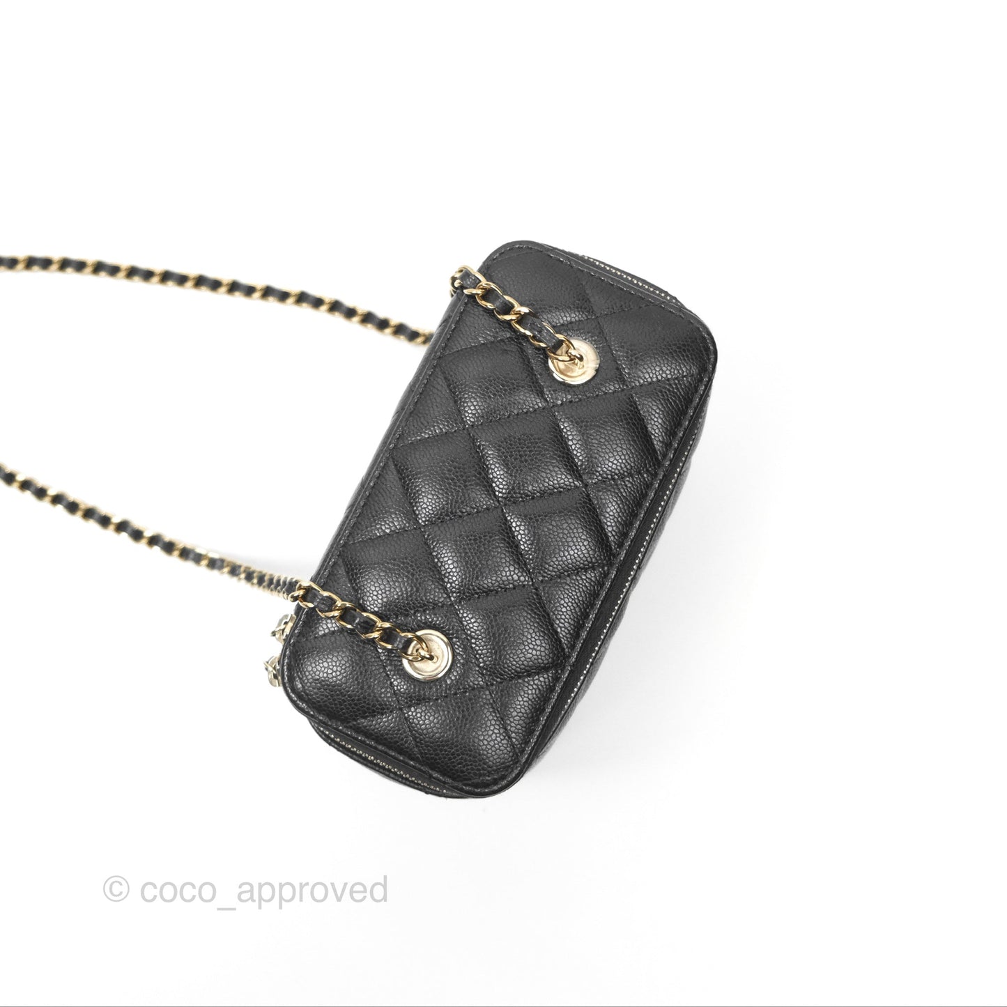 Chanel Vanity Rectangular With Chain Black Caviar Gold Hardware