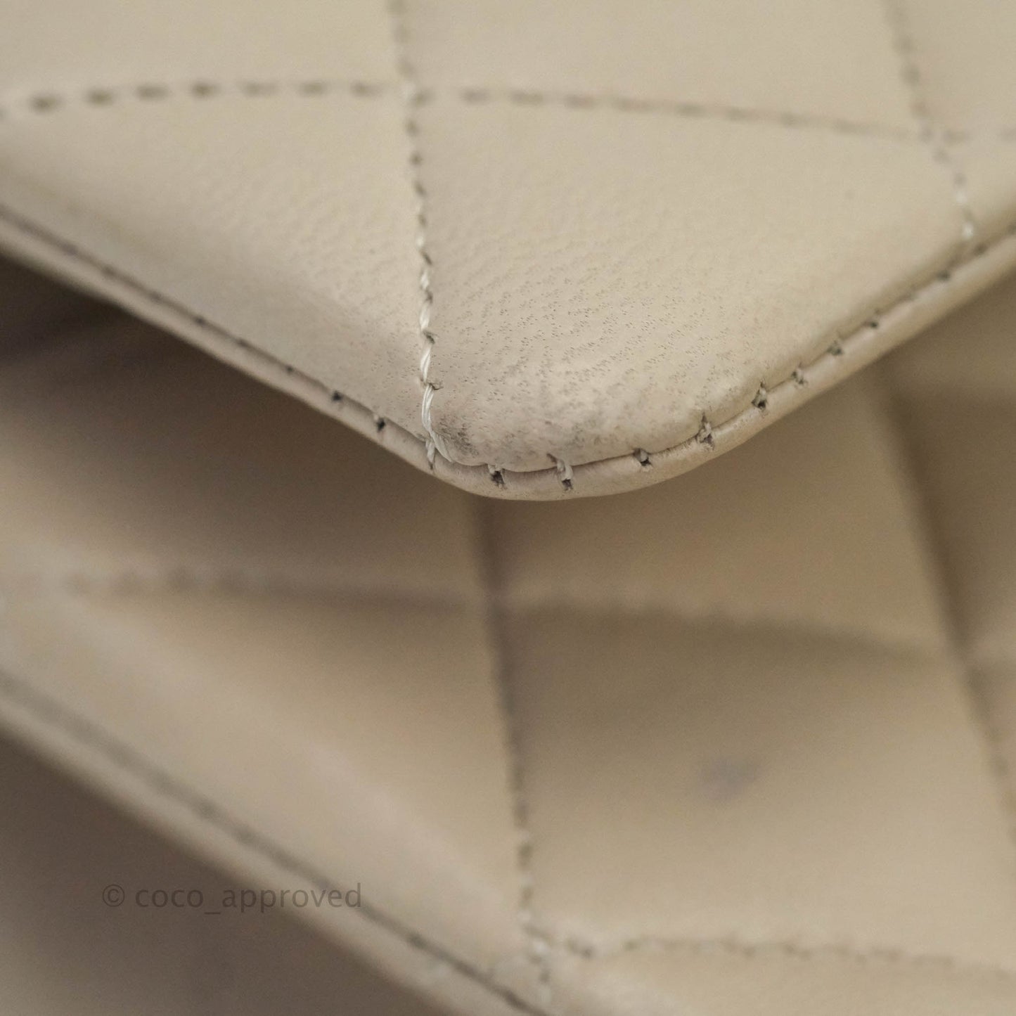 Chanel Classic M/L Medium Double Flap Cream Lambskin Silver Hardware
