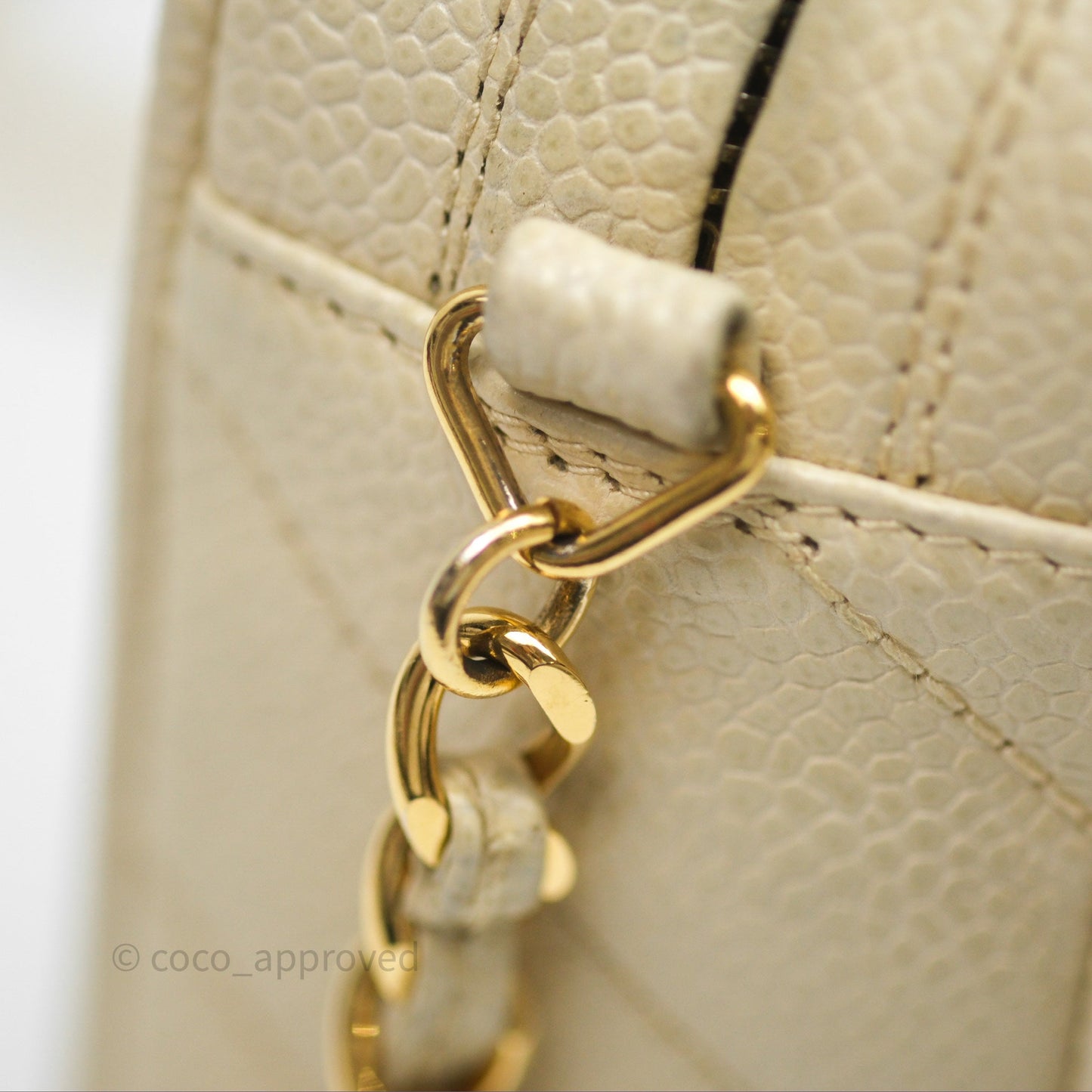 Chanel Vintage Chevron Camera Bag Light Beige Caviar Gold Hardware