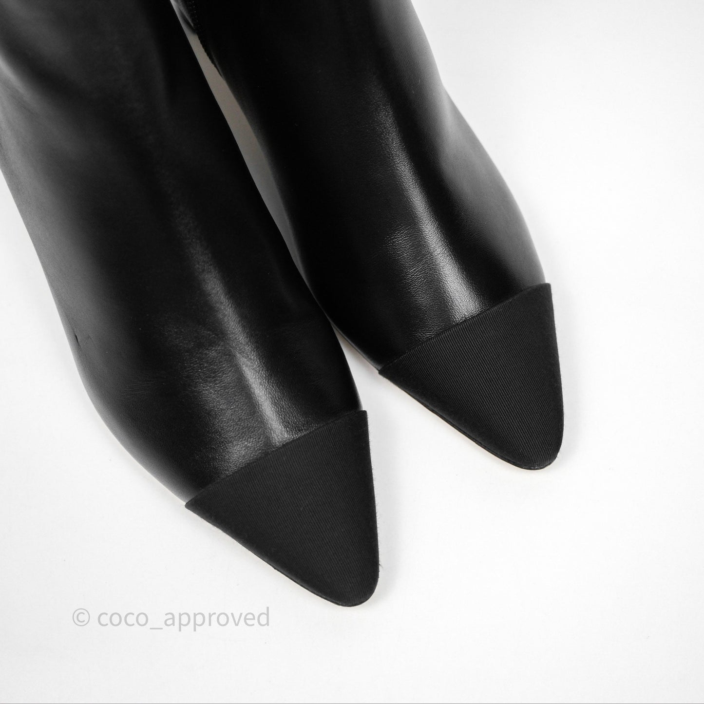 Chanel Cap Toe Chain Ankle Boots Lambskin Size 36.5