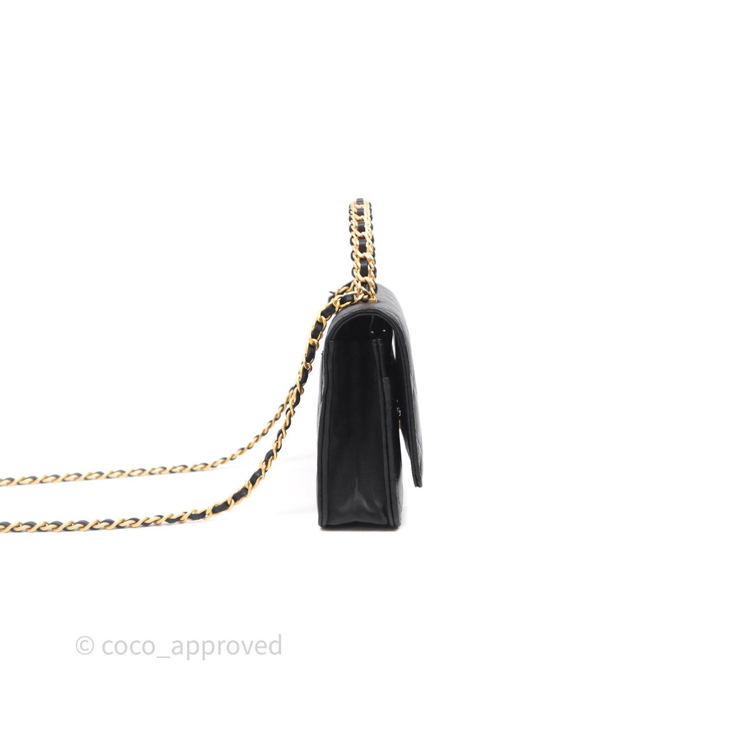 Chanel Top Handle Wallet On Chain WOC Black Lambskin Gold Hardware