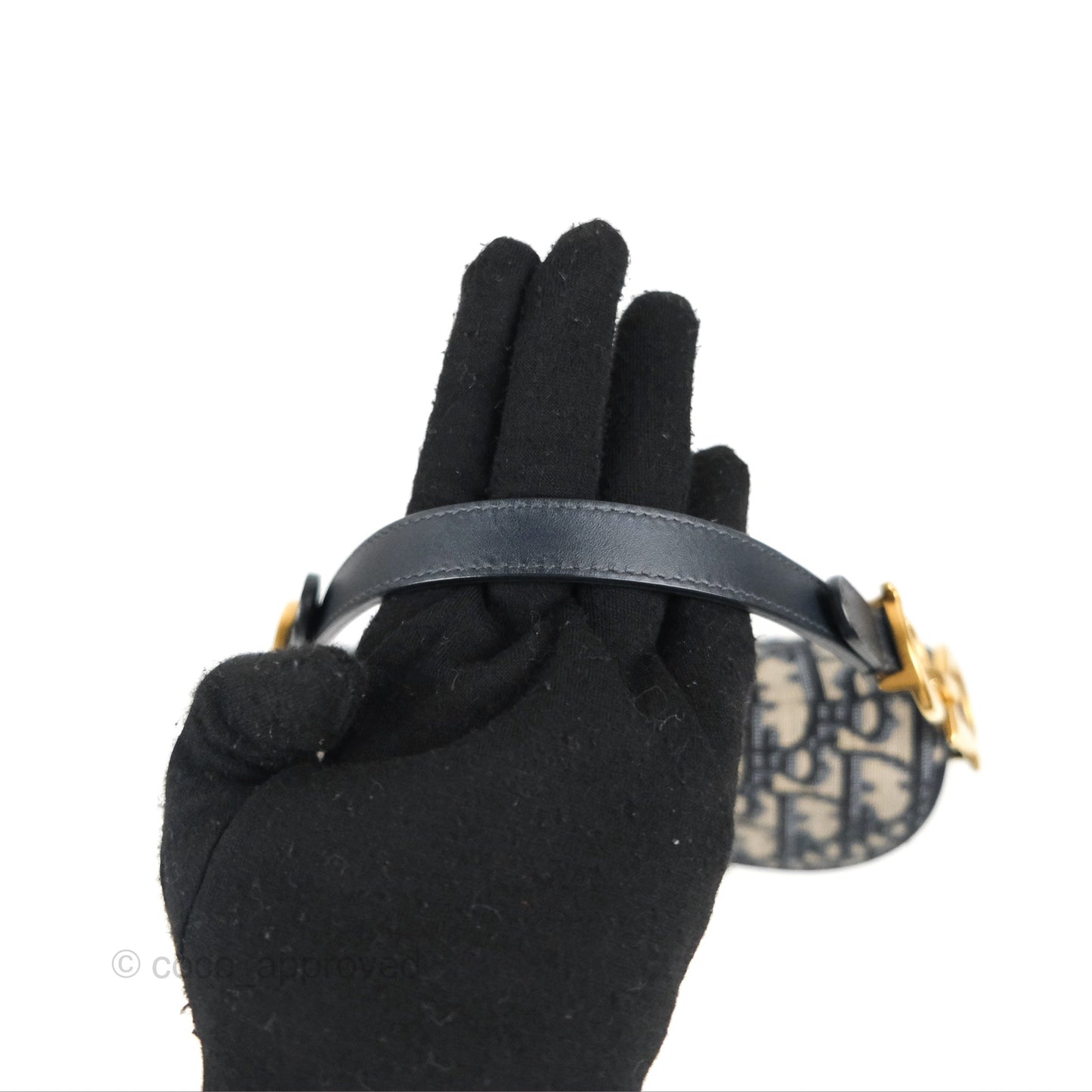 Christian Dior Mini Saddle Bag Blue Oblique Jacquard Gold Hardware