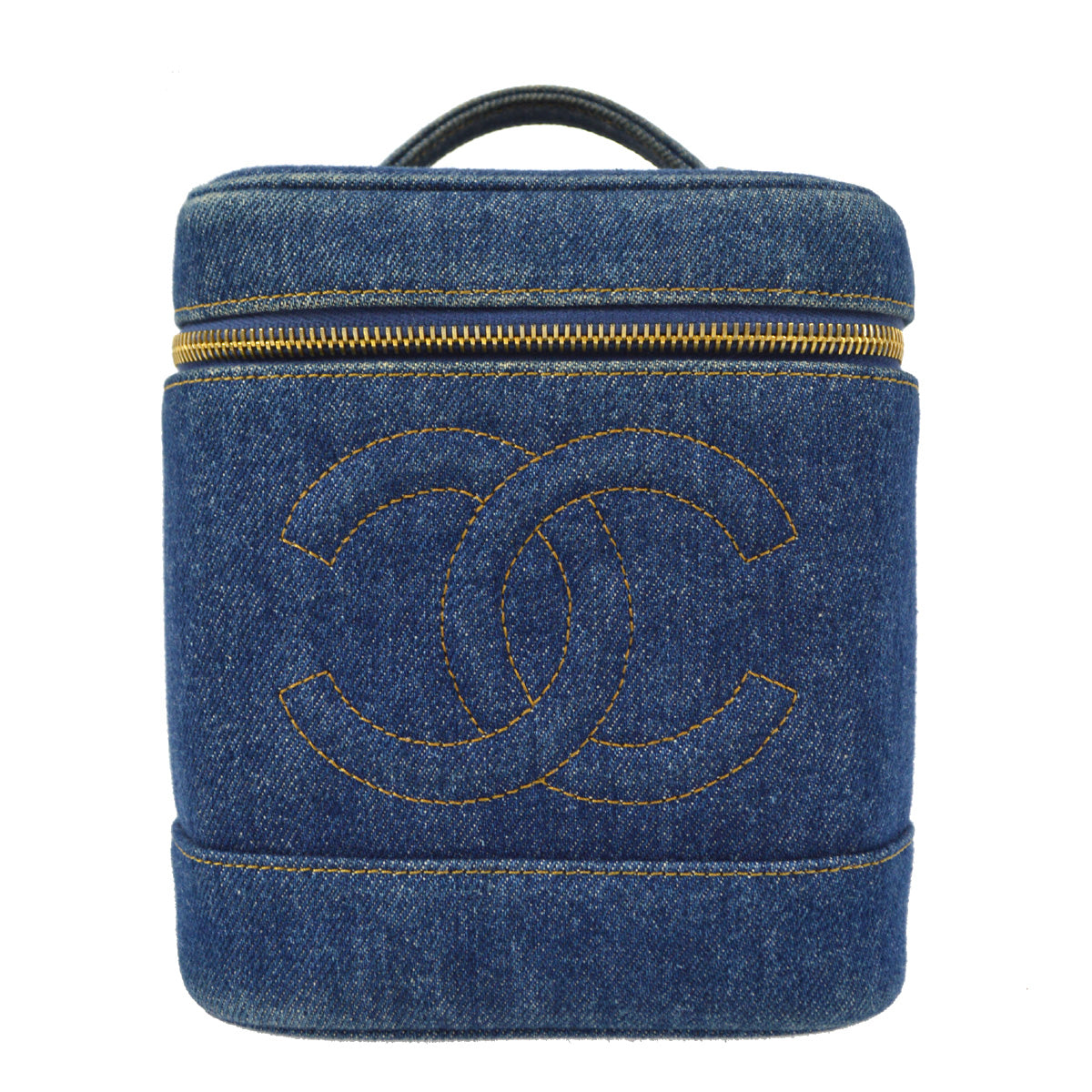 Luxury Chanel 1996-1997 Timeless Vanity Handbag Indigo Denim