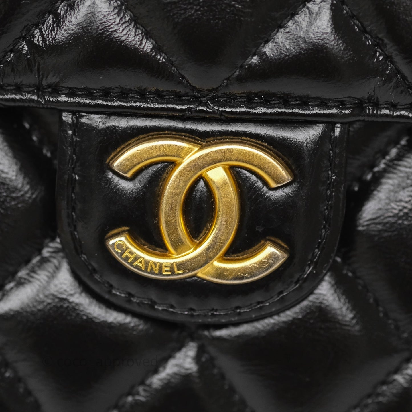Chanel Small Hobo Black Shiny Crumpled Calfskin Aged Gold Hardware 23C
