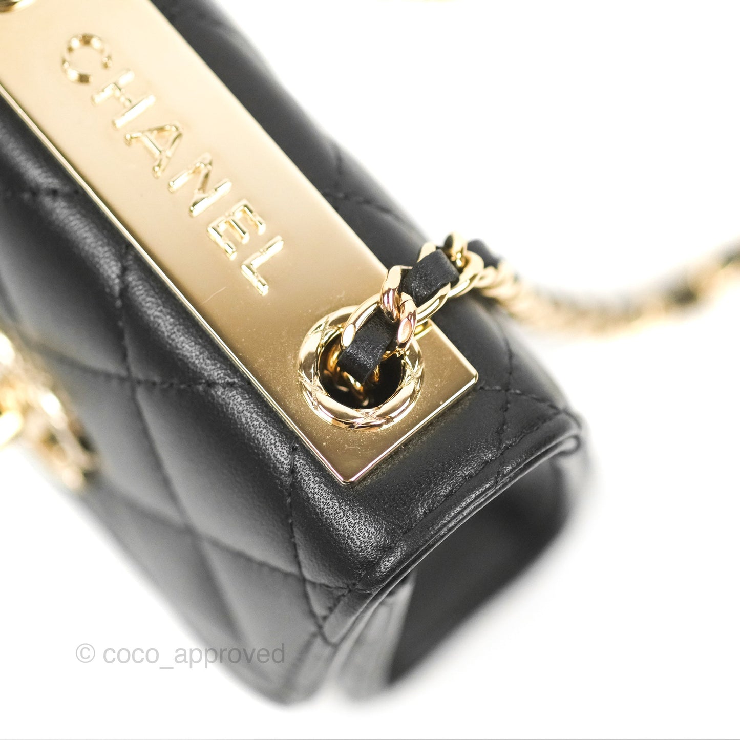 Chanel Mini Quilted Clutch With Chain Black Lambskin Gold Hardware