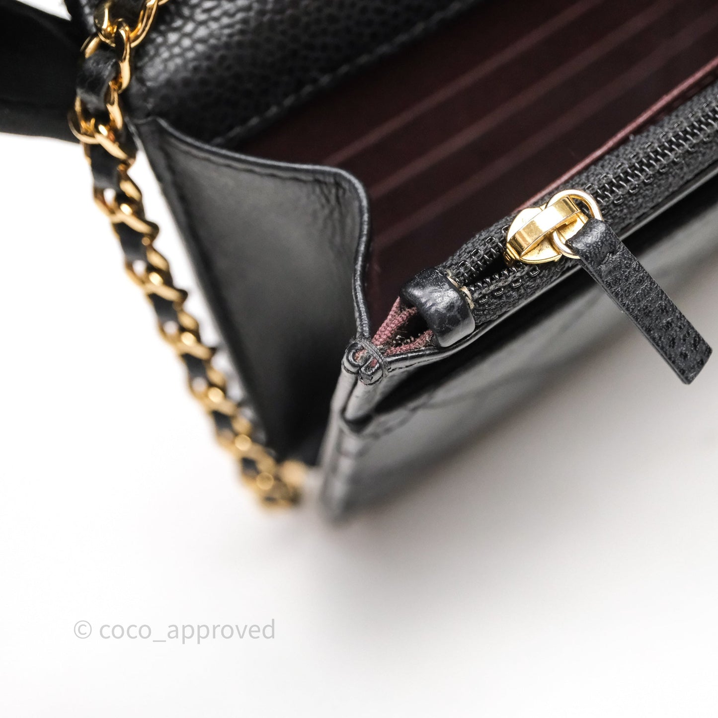 Chanel Classic Wallet On Chain WOC Quilted Black Caviar Gold Hardware