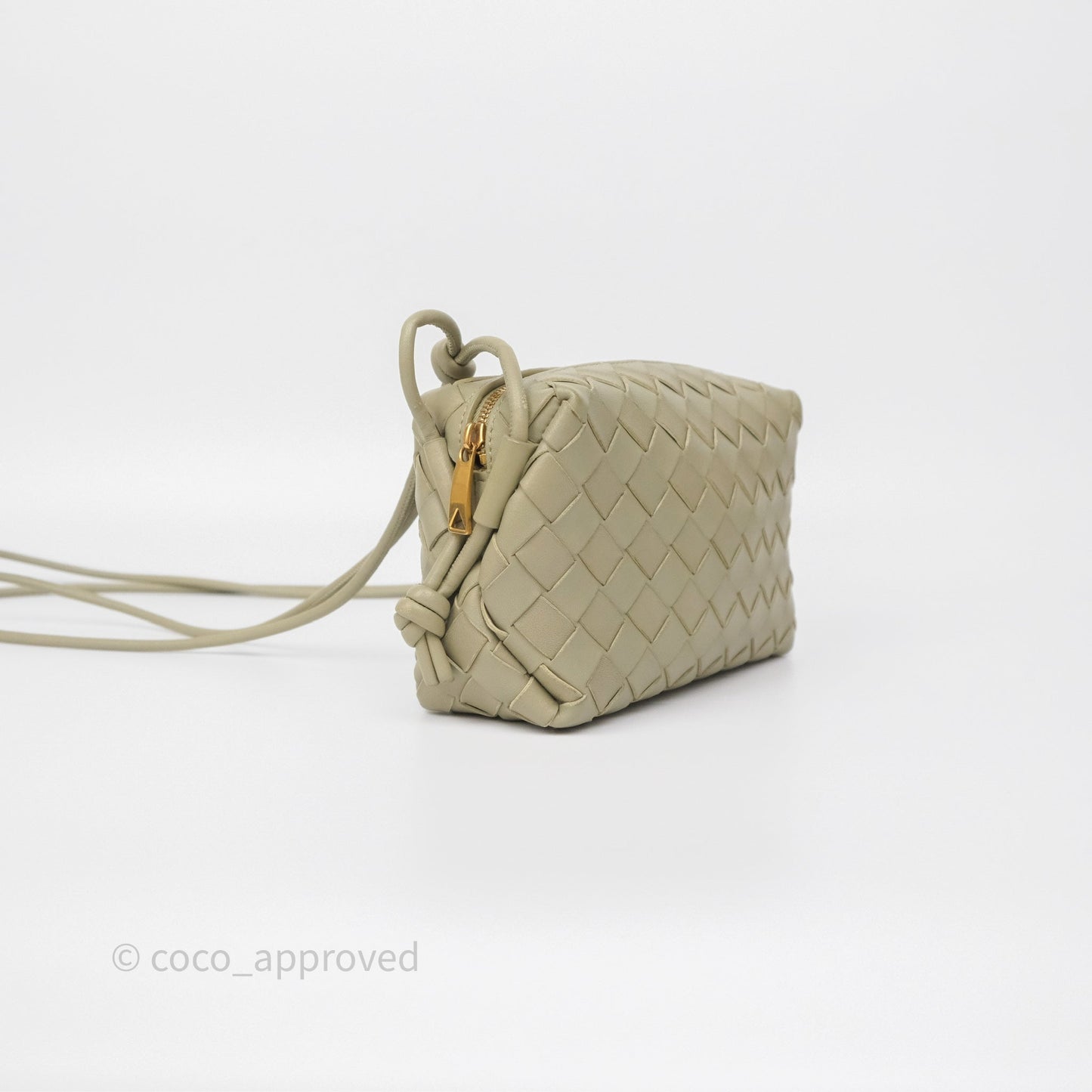 Bottega Veneta Loop Camera Bag Intrecciato Lambskin Travertine