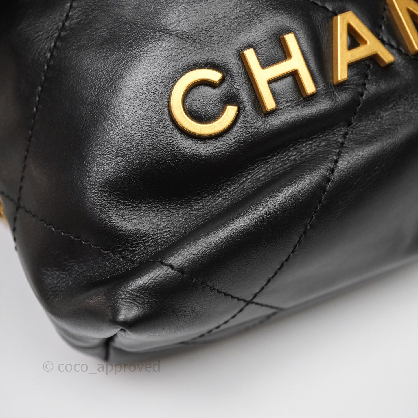 Chanel 22 Mini Bag Black Crumpled Calfskin Aged Gold Hardware