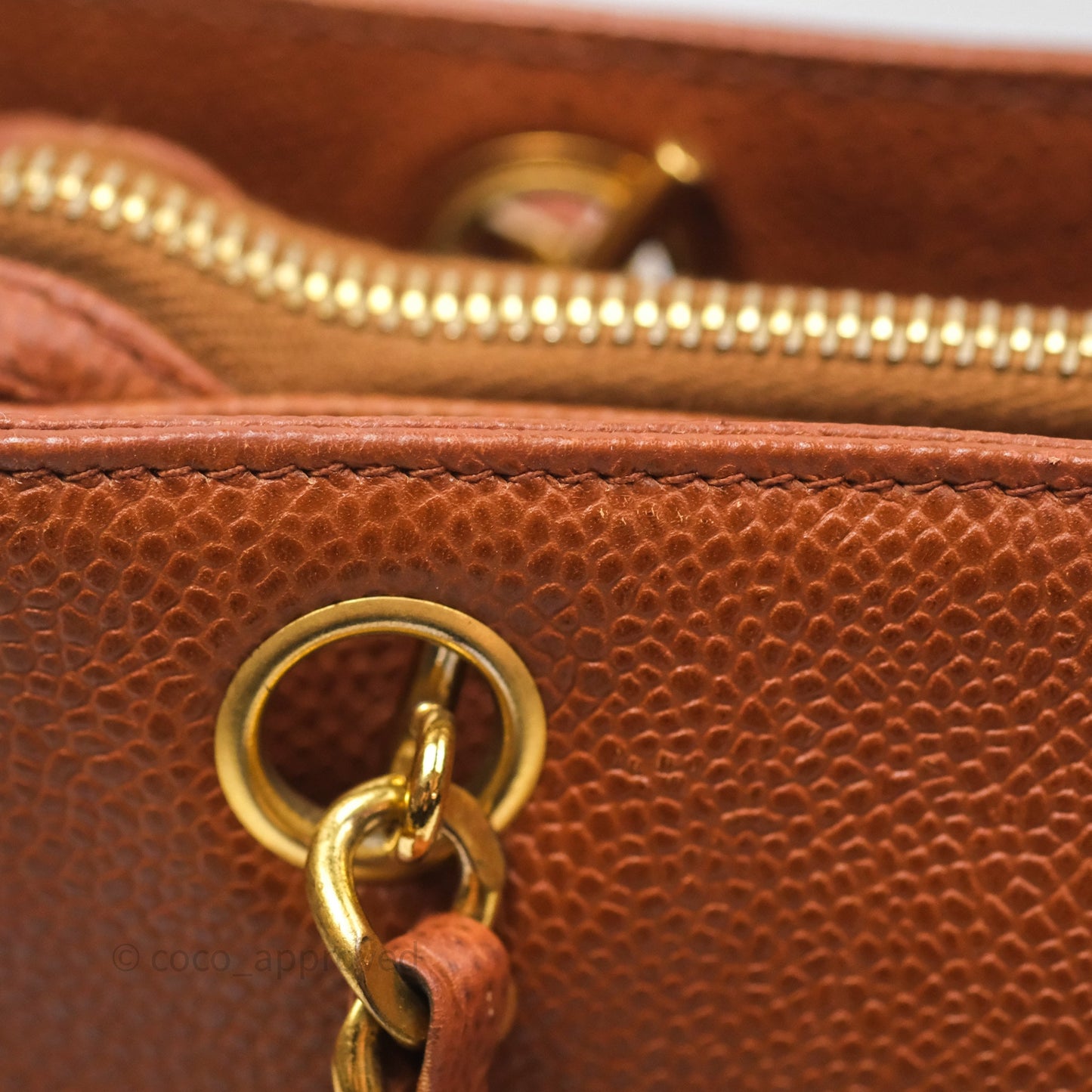 Chanel Vintage Tote Caramel Caviar 24K Gold Hardware