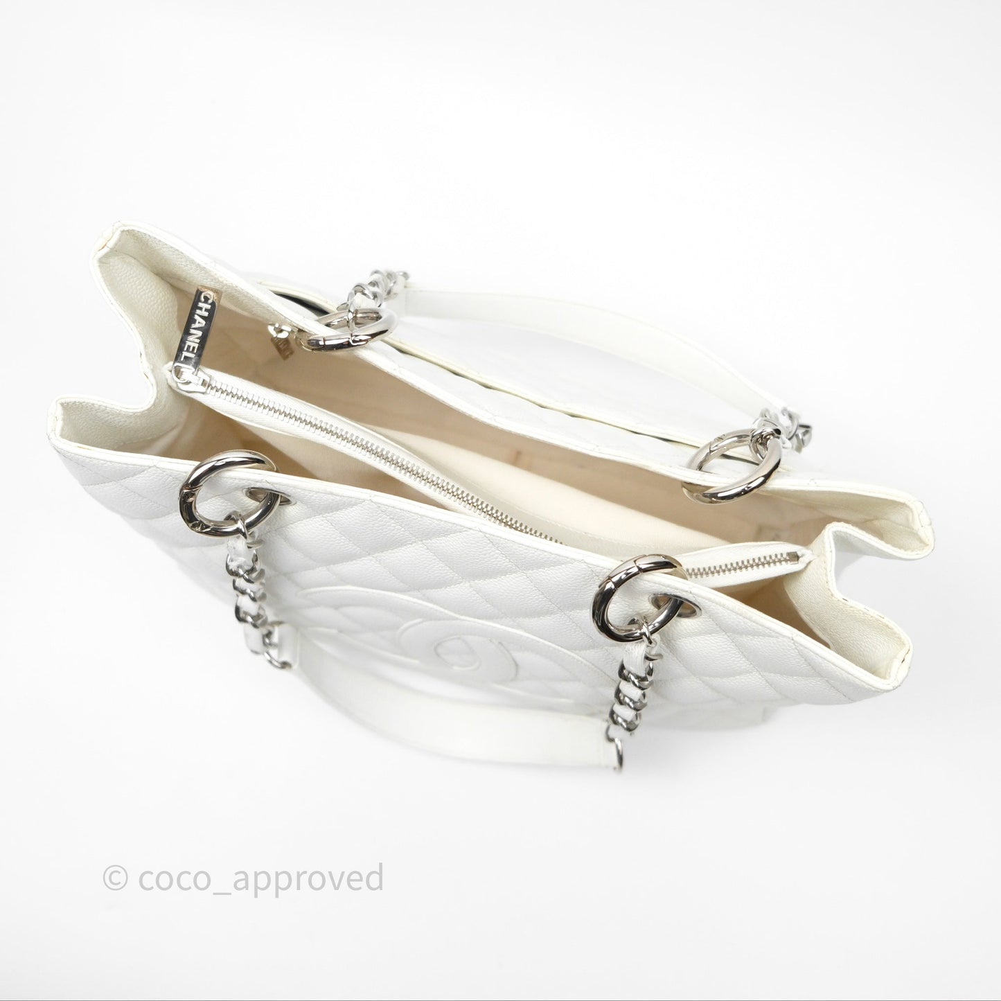 Chanel GST White Caviar Silver Hardware