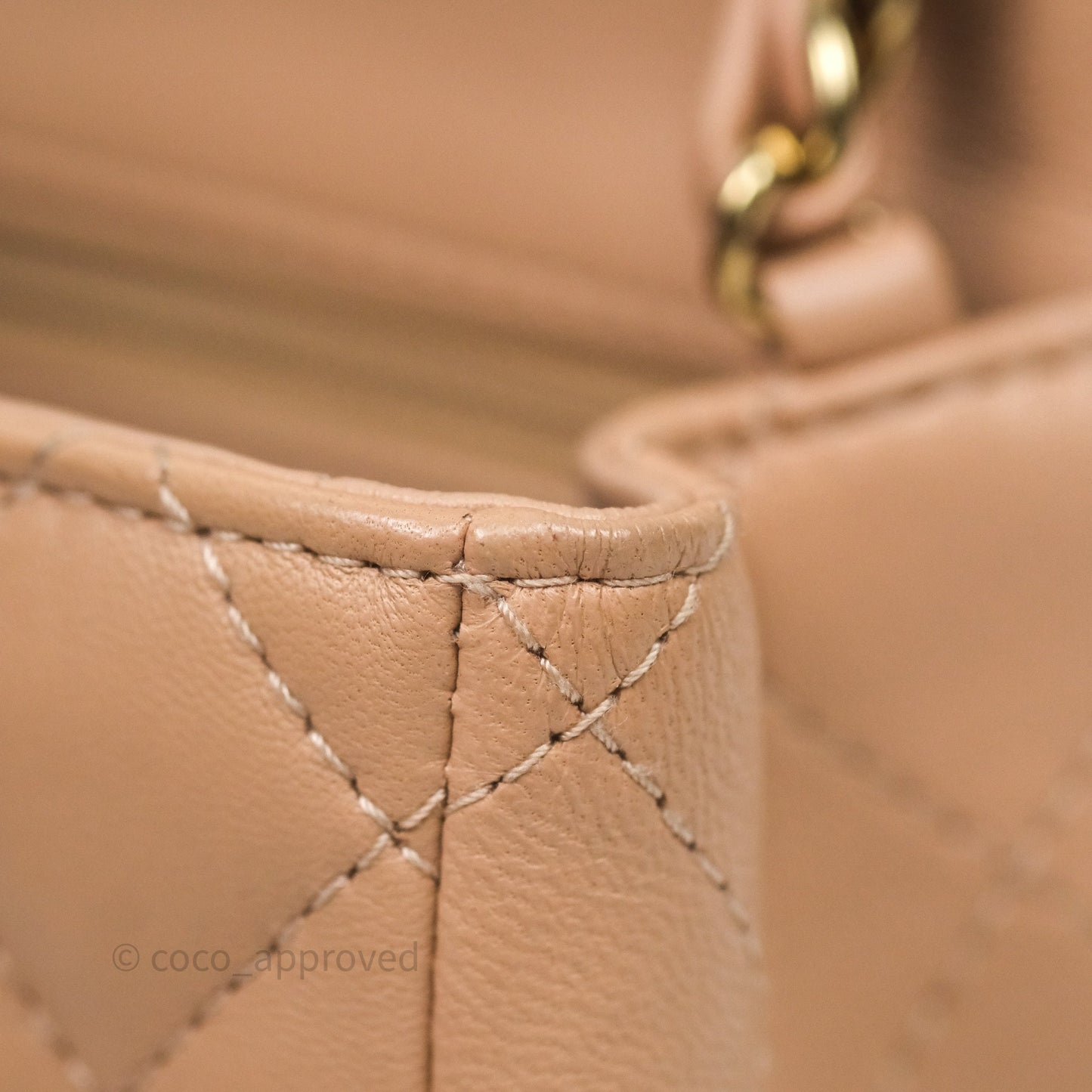 Chanel Mini Square Flap Quilted Beige Lambskin Gold Hardware