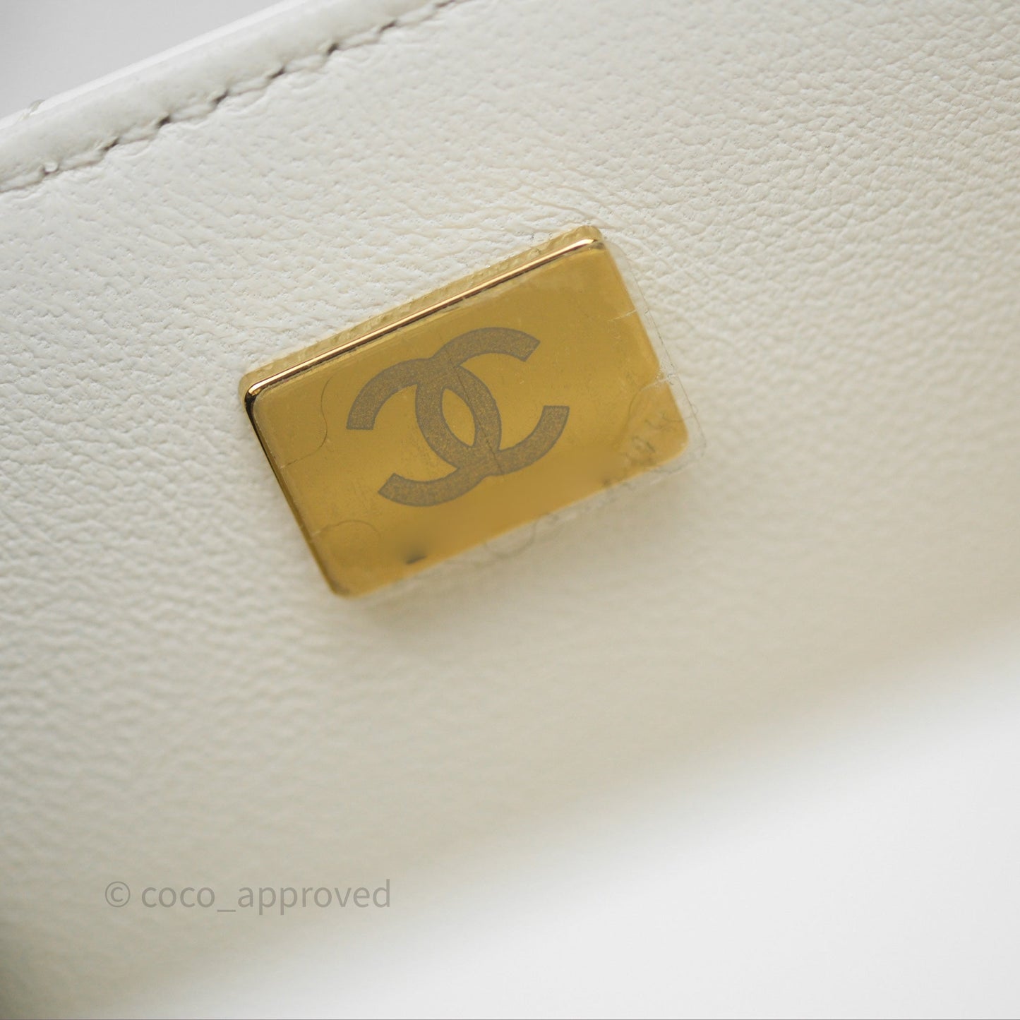Chanel Crystals Top Handle Mini Rectangular Flap Bag White Lambskin Gold Hardware