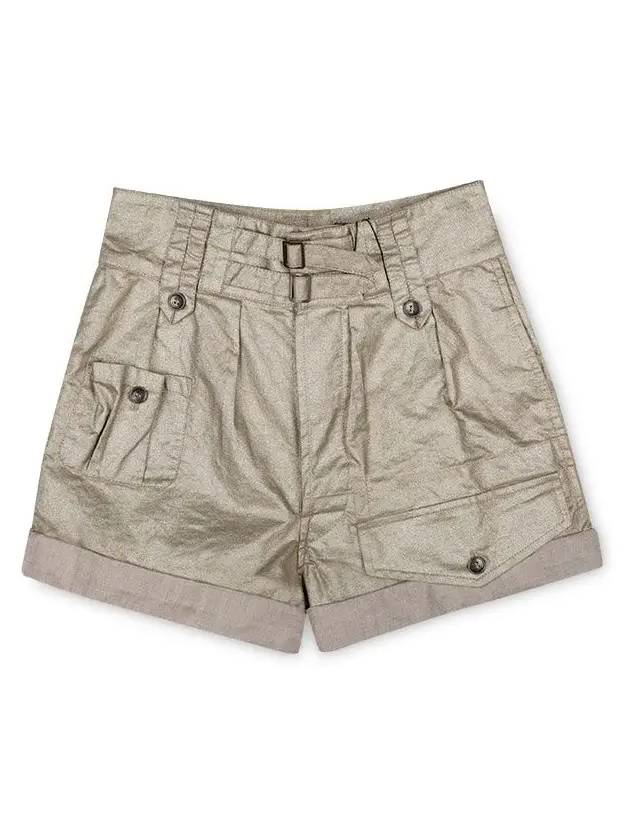 Luxury Saint Laurent Women's Cargo High Waist Shorts Beige