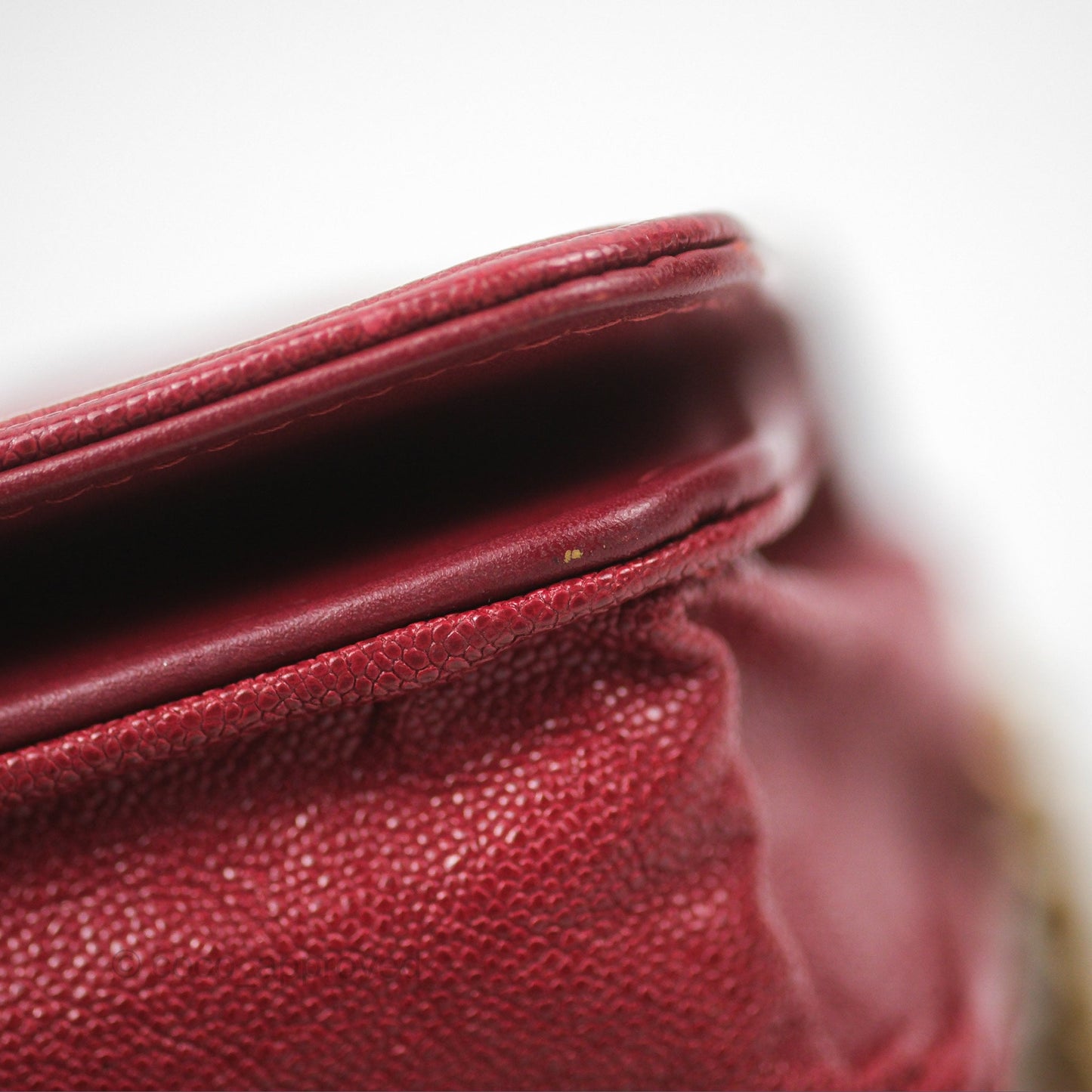 Chanel Quilted Boy Wallet on Chain WOC Red Caviar Aged Gold Hardware
