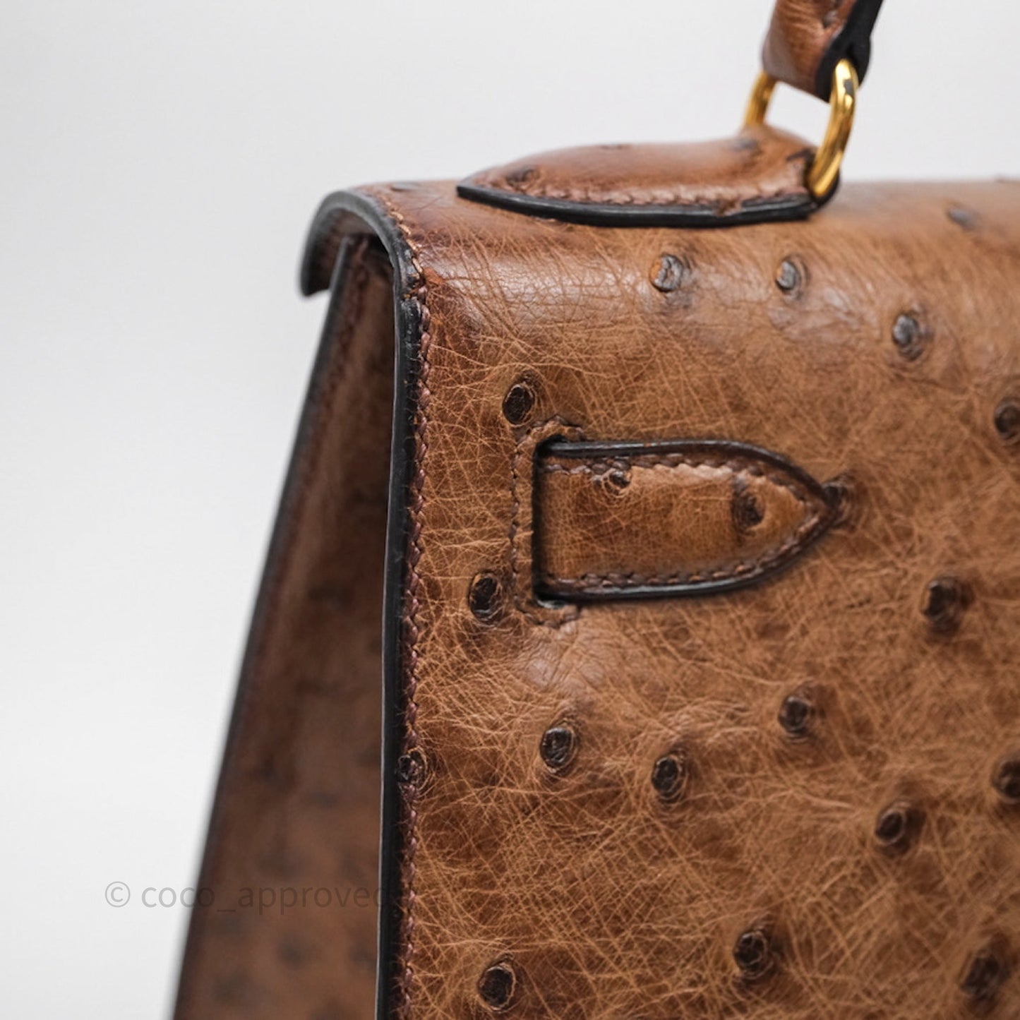 Hermès Kelly 28 Chocolate Ostrish Sellier Gold Hardware