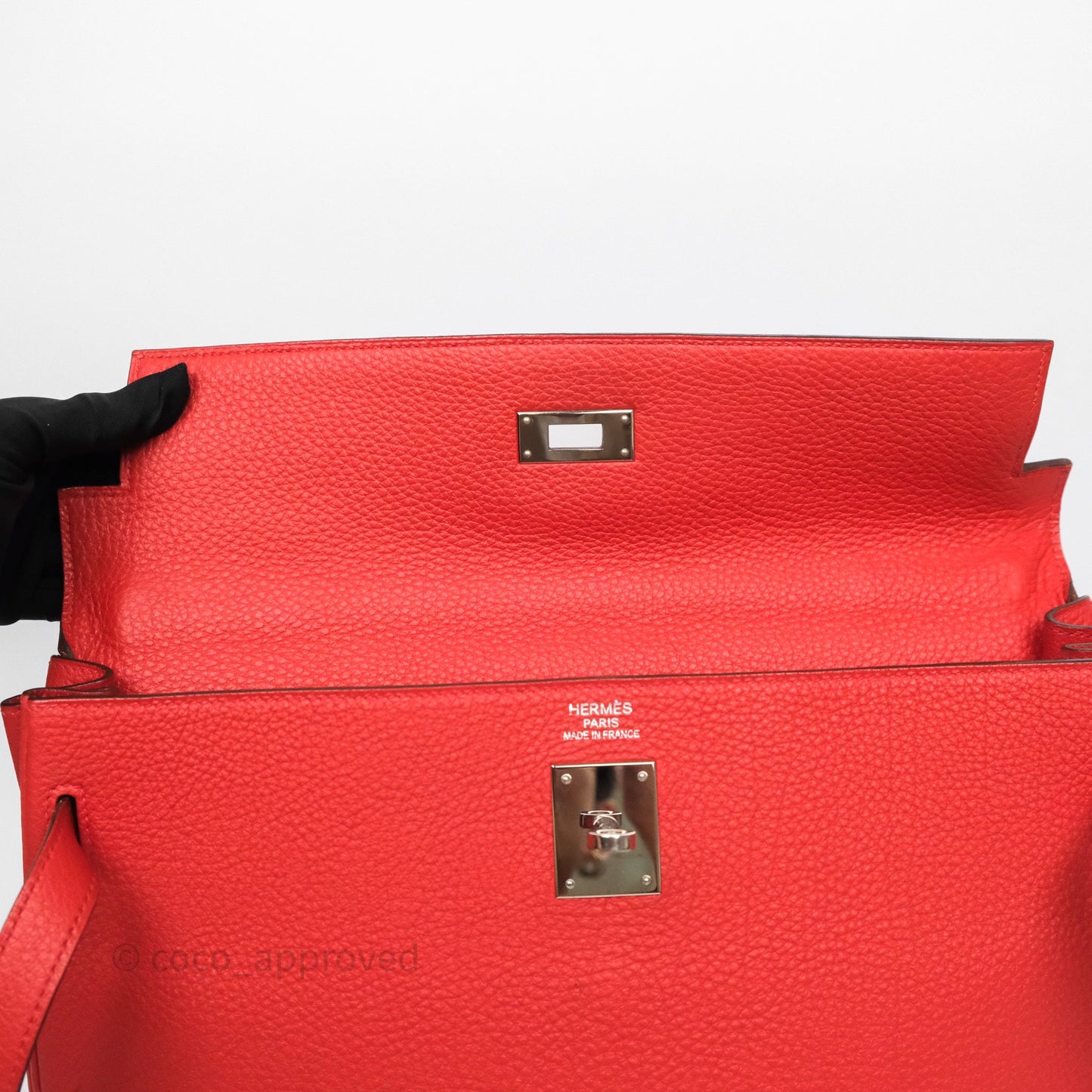 Hermès Kelly 35 Retourne Red Togo Palladium Hardware