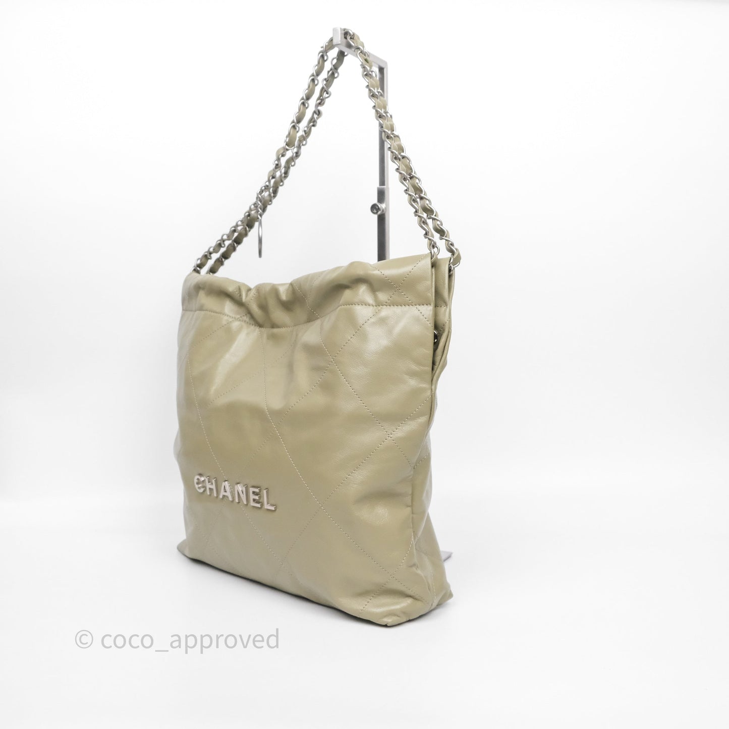 Chanel 22 Small Sage Green Shiny Calfskin Silver Hardware