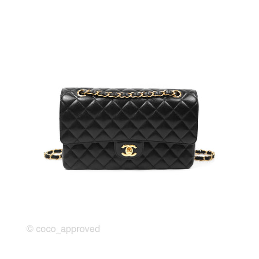 Chanel Classic M/L Medium Flap Quilted Black Caviar Gold Hardware