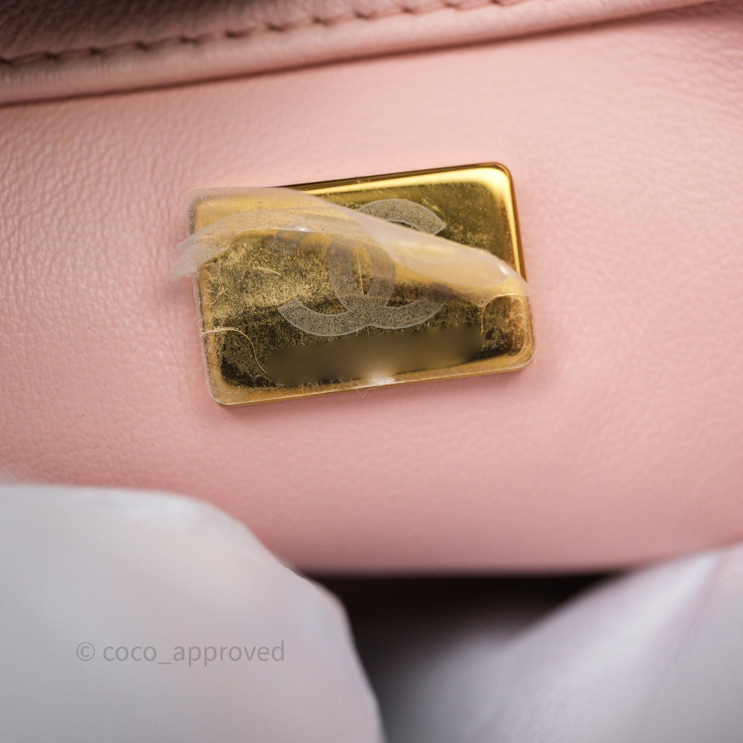 Chanel Pearl Crush Mini Square Quilted Pink Lambskin Aged Gold Hardware