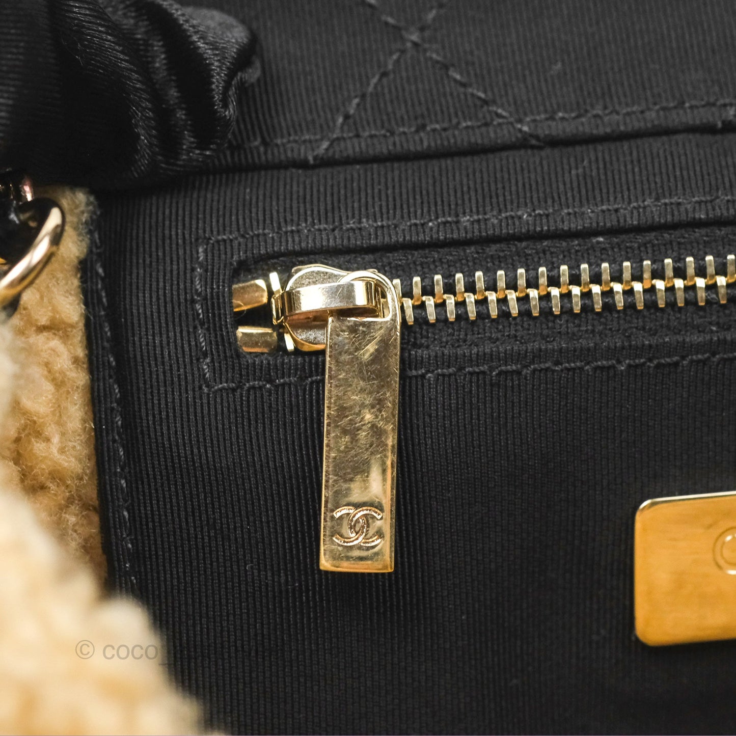 Chanel Mania CC Shearling Flap Bag Black Crumpled Glazed Sheepskin