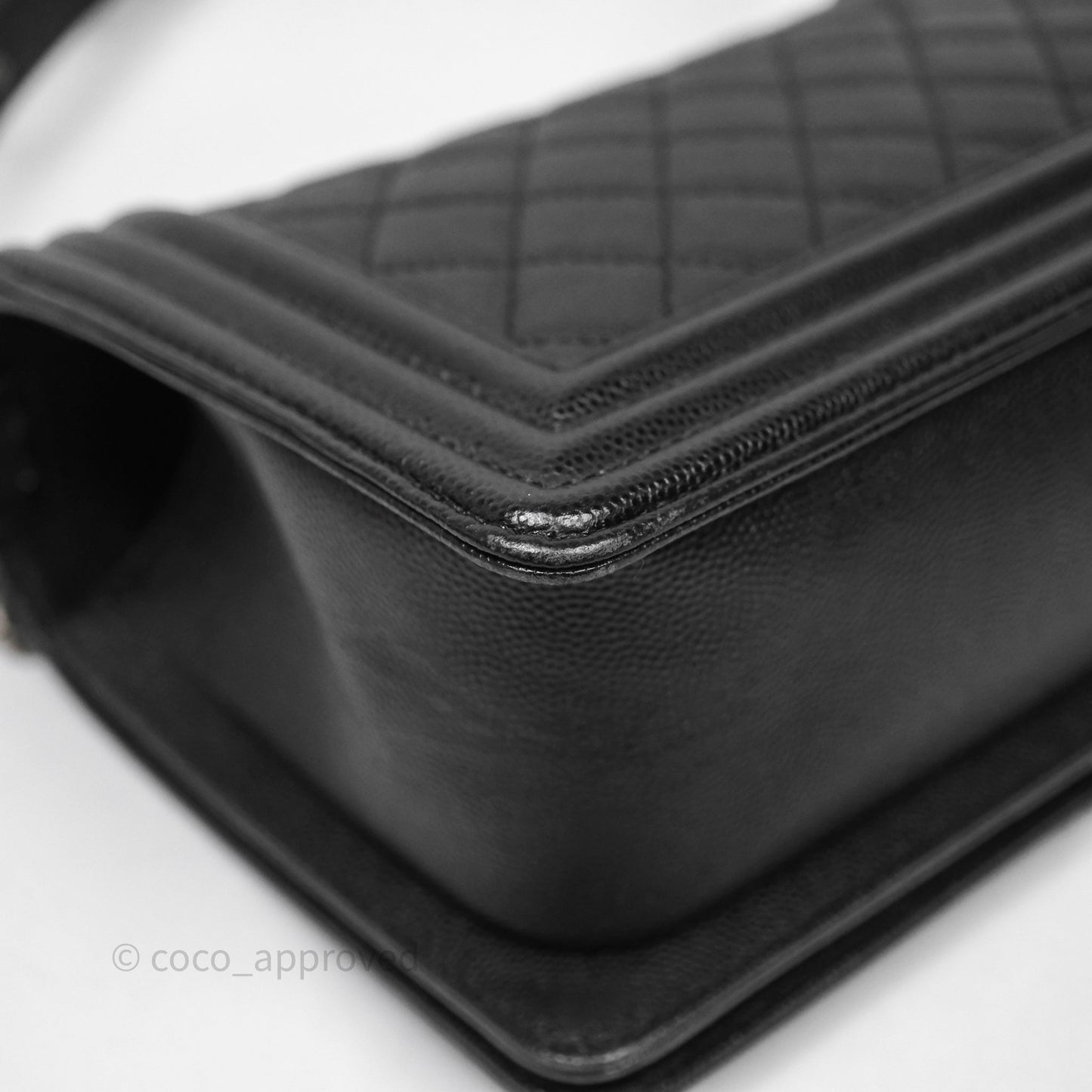 Chanel Medium Boy Quilted Black Caviar Ruthenium Hardware