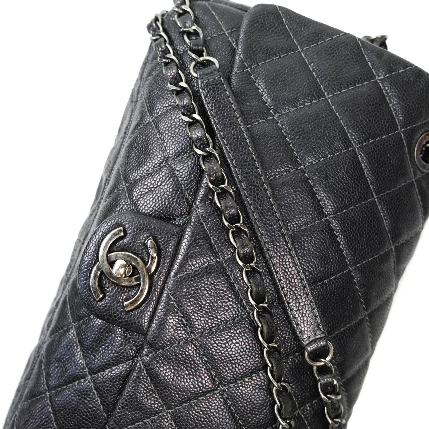 Chanel Jumbo Easy Flap Bag Caviar Dark Grey Ruthenium Hardware