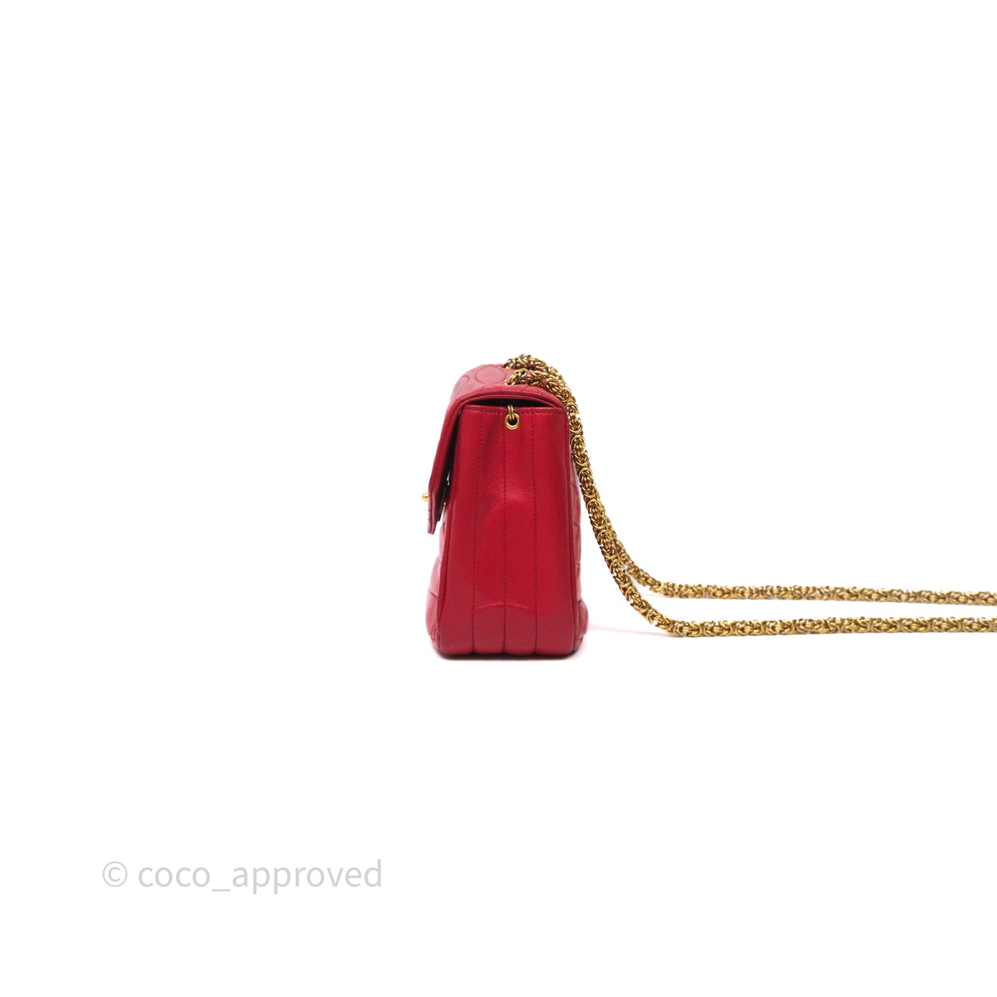 Chanel Vintage Quilted Flap Bag Red Lambskin Gold Hardware