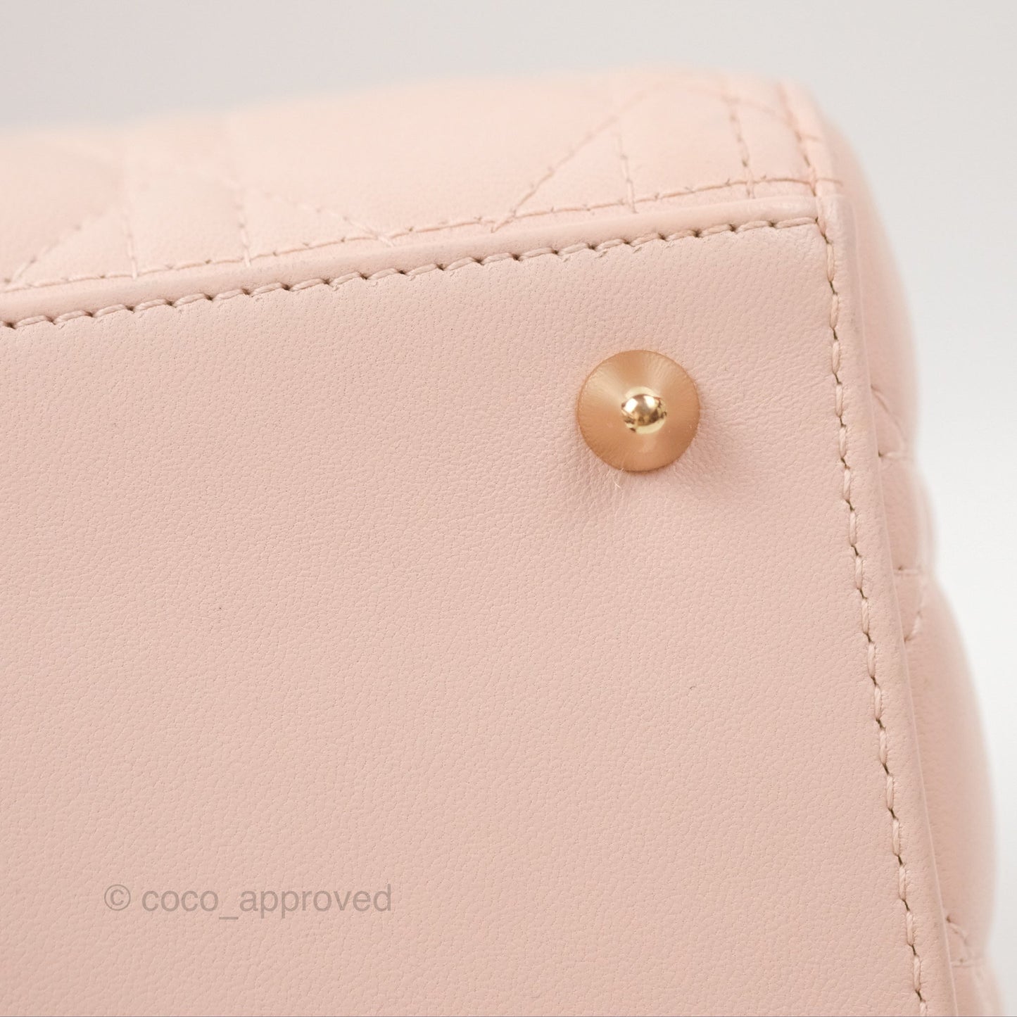 Christian Dior Medium Lady Dior Cannage Light Pink Lambskin Gold Hardware