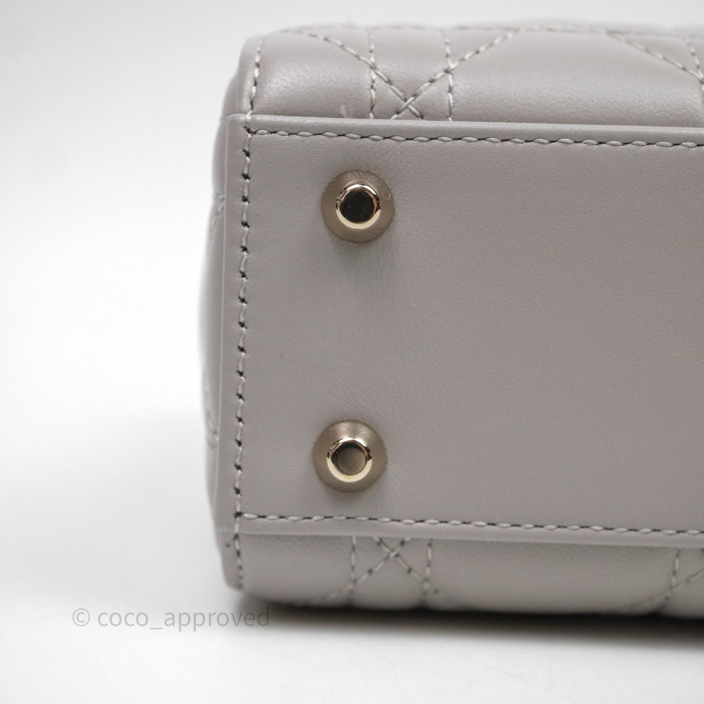 Christian Dior Mini Lady Dior Gray Lambskin Cannage Diamonds Gold Hardware