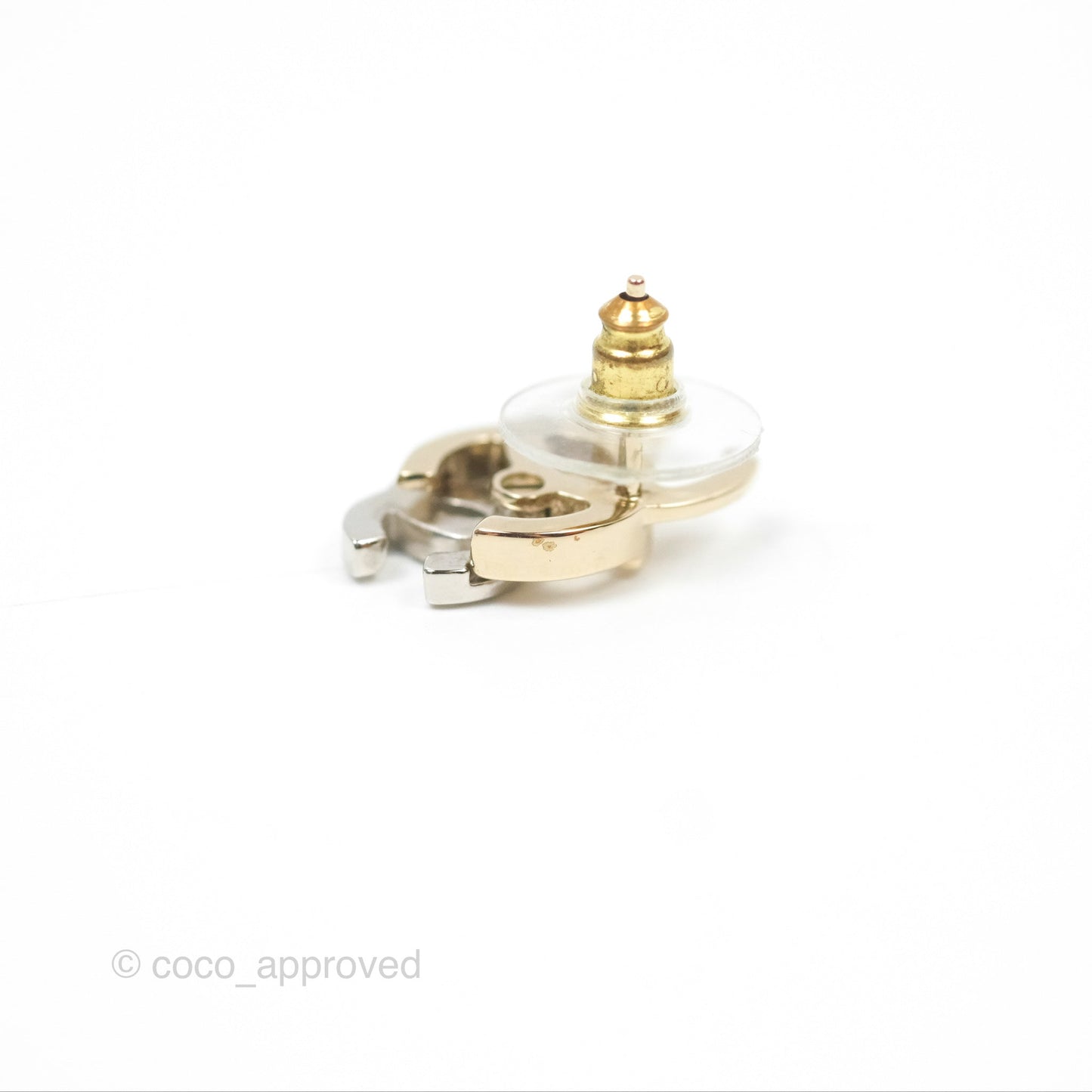 Chanel Double Crystal CC Earrings Silver & Gold Tone 21A