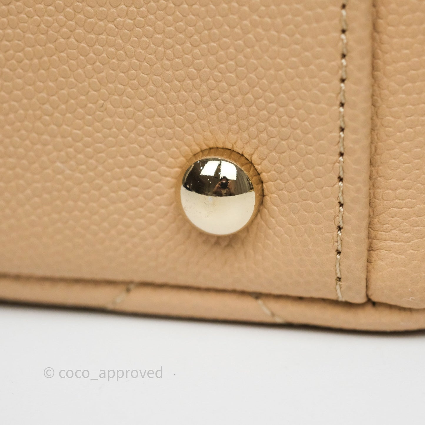Chanel Small Business Affinity Flap Quilted Beige Caviar Gold Hardware