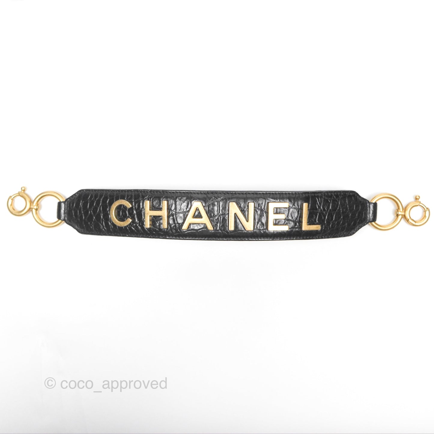 Chanel Small Gabrielle Hobo with Logo Handle Quilted Black Croc Embossed Calfskin