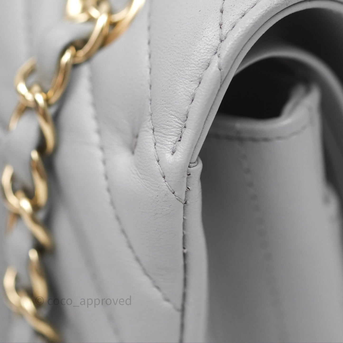 Chanel Classic M/L Medium Flap Chevron Grey Lambskin Gold Hardware