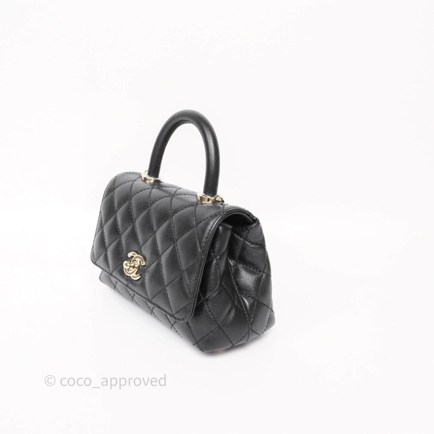 Chanel Mini Coco Handle Quilted Black Caviar Gold Hardware
