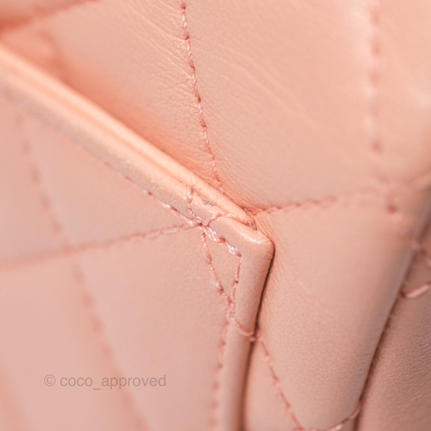 Chanel Pearl Crush Mini Square Quilted Peach Beige Lambskin Aged Gold Hardware