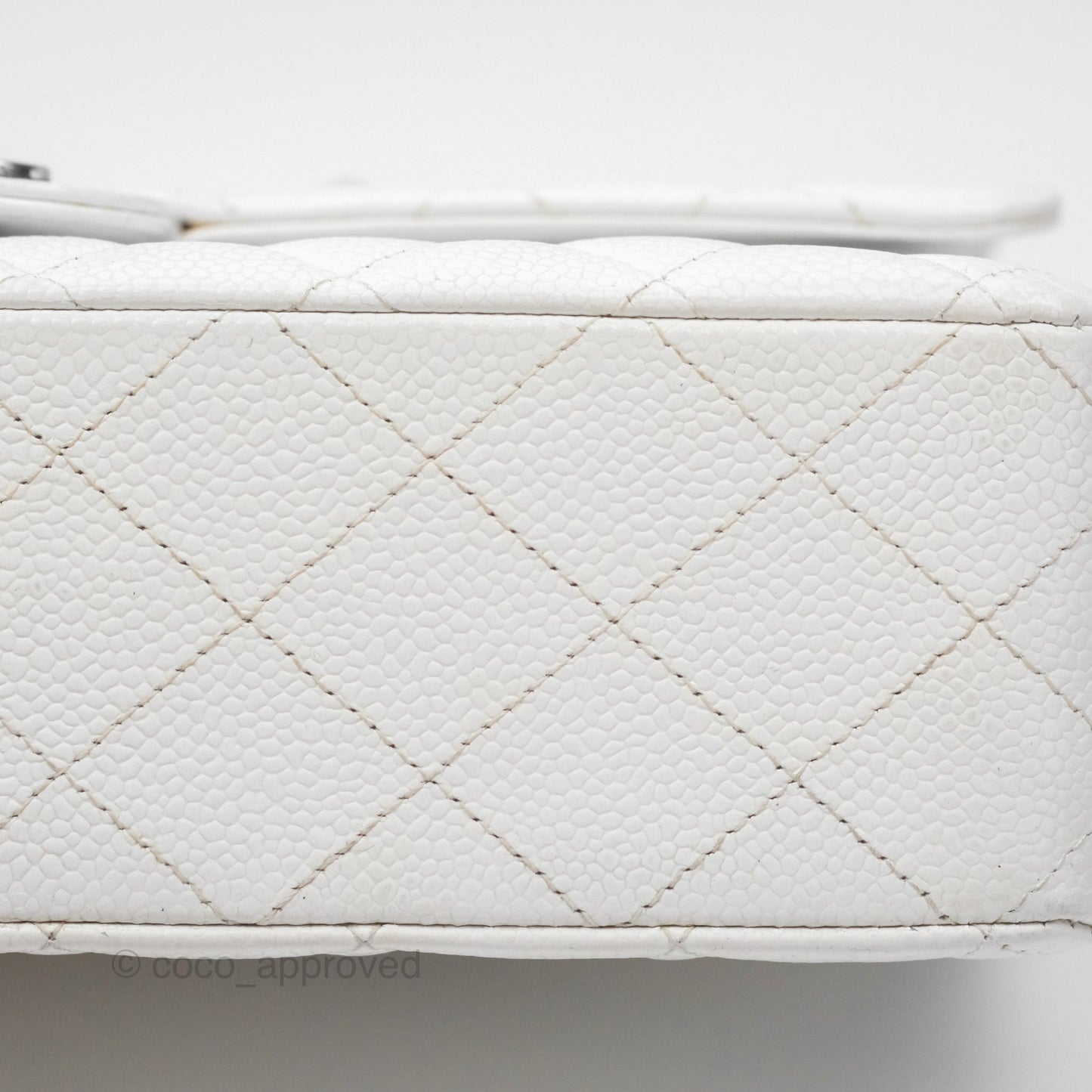 Chanel Classic M/L Medium Double Flap White Caviar Silver Hardware