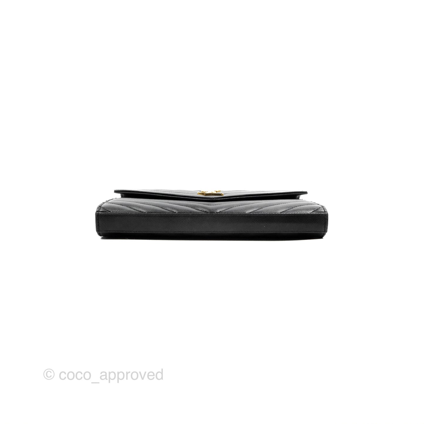 Saint Laurent Wallet on Chain WOC Black Grained Leather Gold Hardware