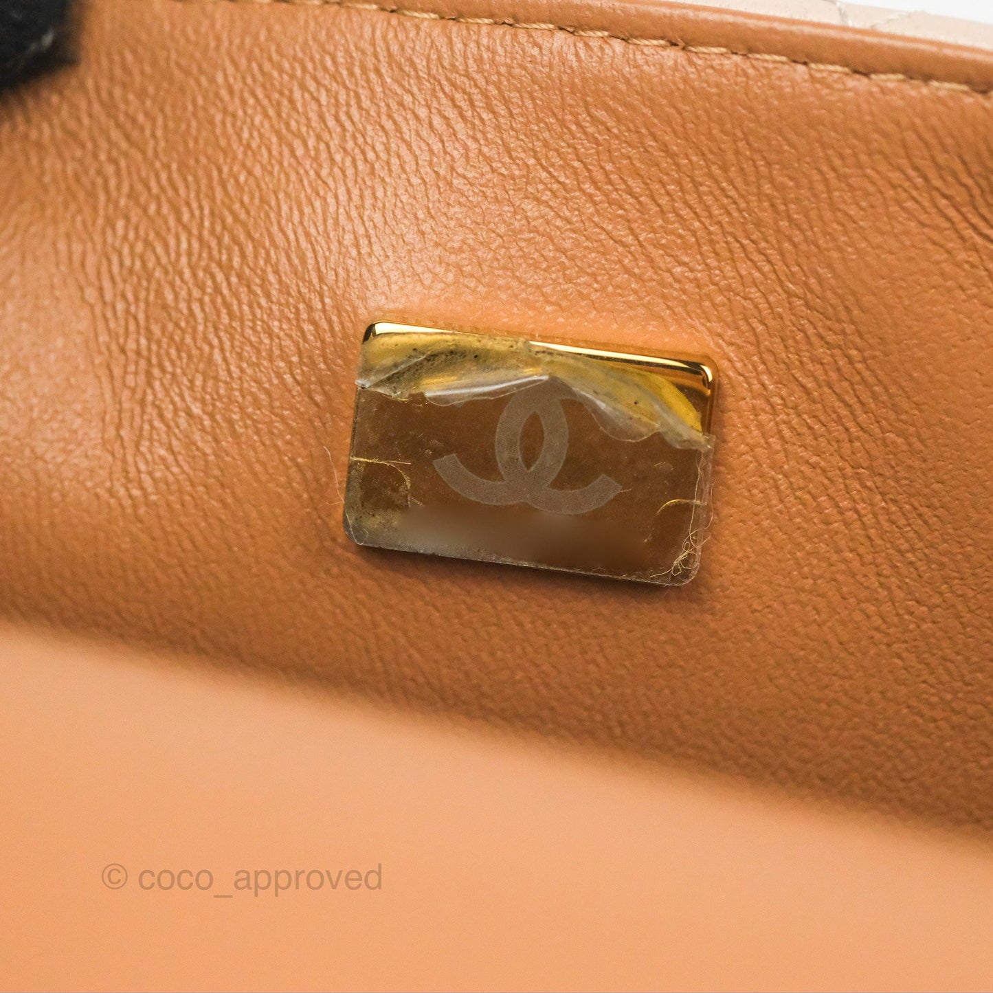 Chanel Top Handle Mini Rectangular Flap Bag Ecru/Beige Lambskin Gold Hardware 23P
