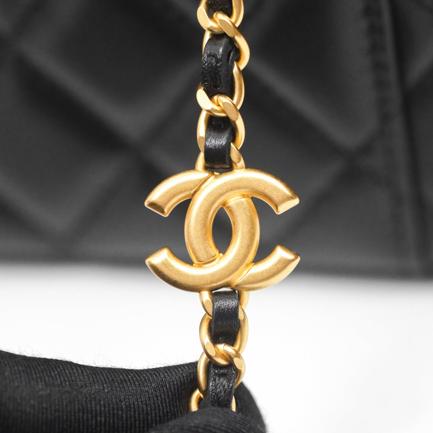 Chanel Vanity with COCO Heart Chain Black Lambskin Aged Gold Hardware