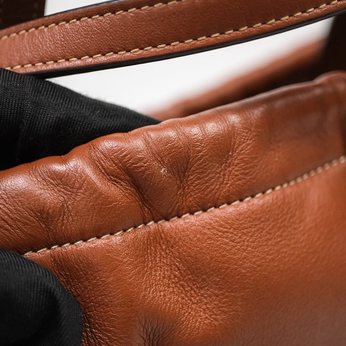 Celine Drawstring Cabas Tote Bag Triomphe in Grained Calfskin Tan