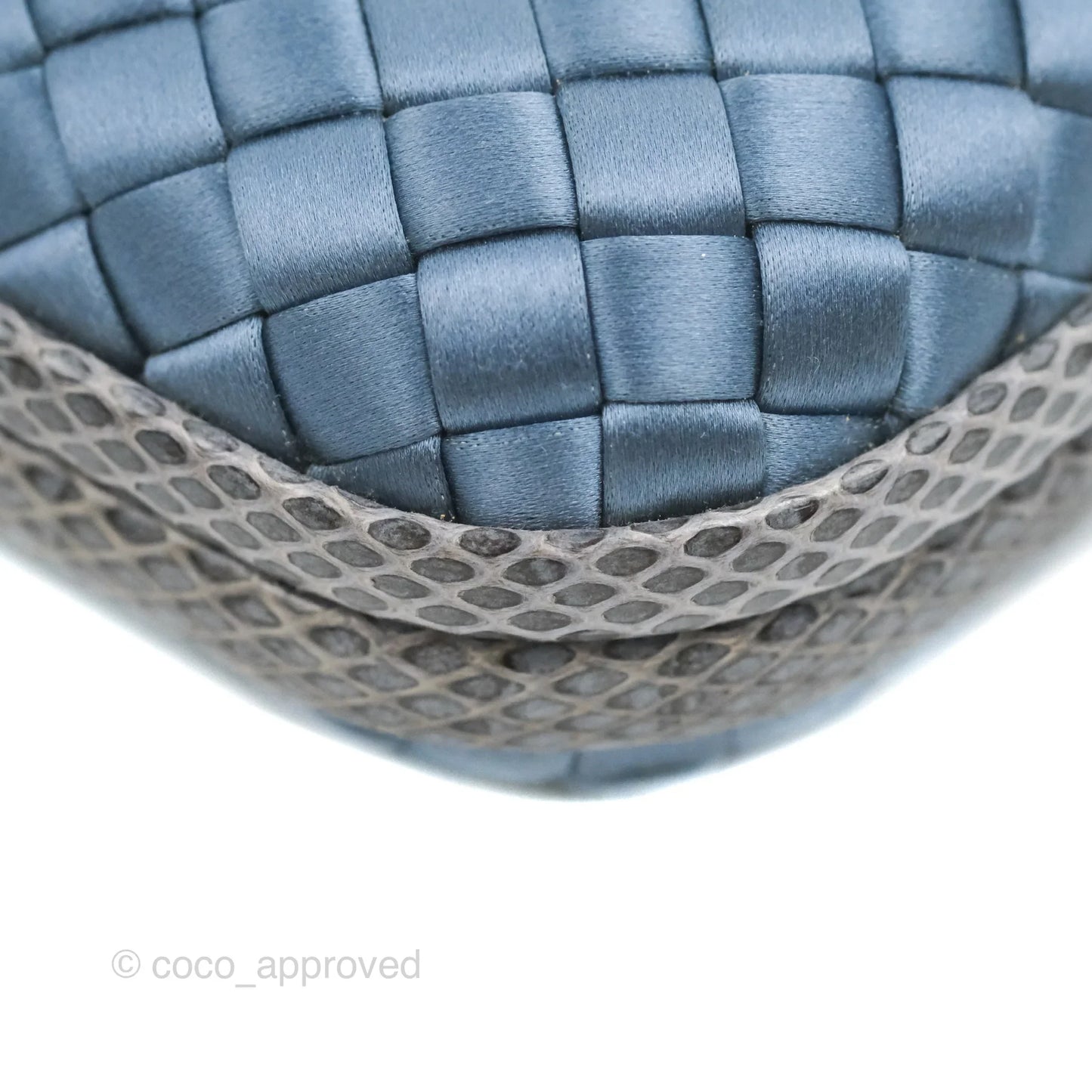Bottega Veneta Ayers Satin Intreccio Stretch Knot Clutch Navy