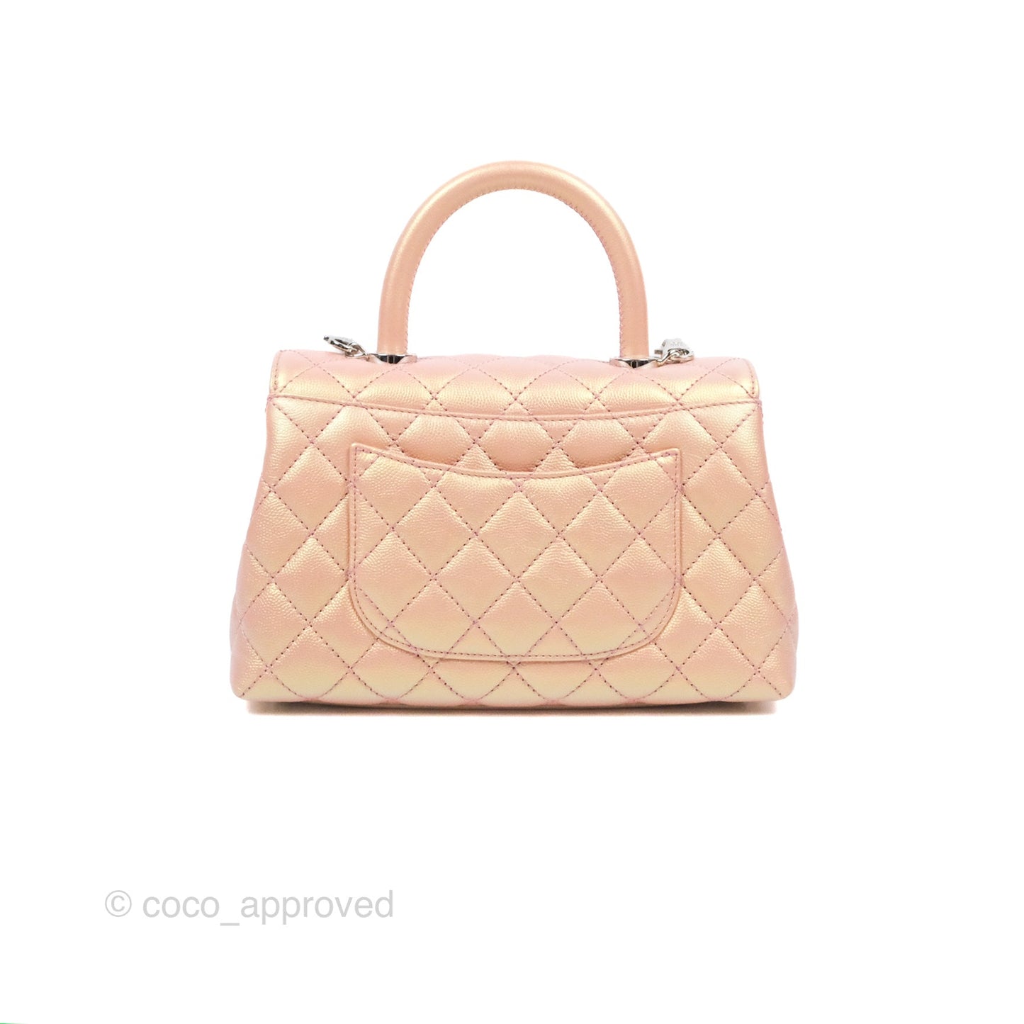 Chanel Small Quilted Coco Handle Iridescent Pink Caviar Rainbow Hardware